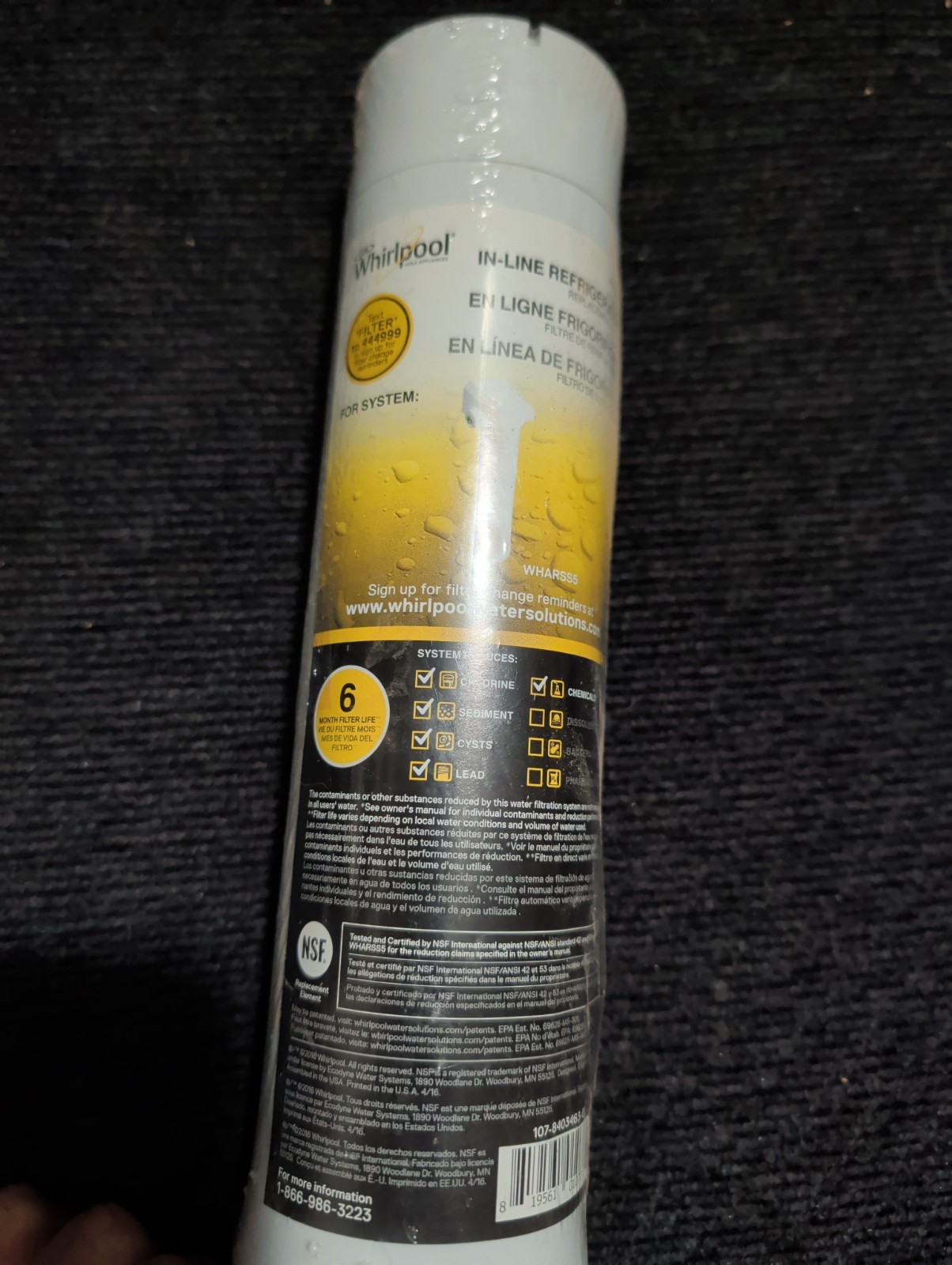 Lot of 4 – Whirlpool WHARSF5 UltraEase In-Line Refrigerator Replacement Filter