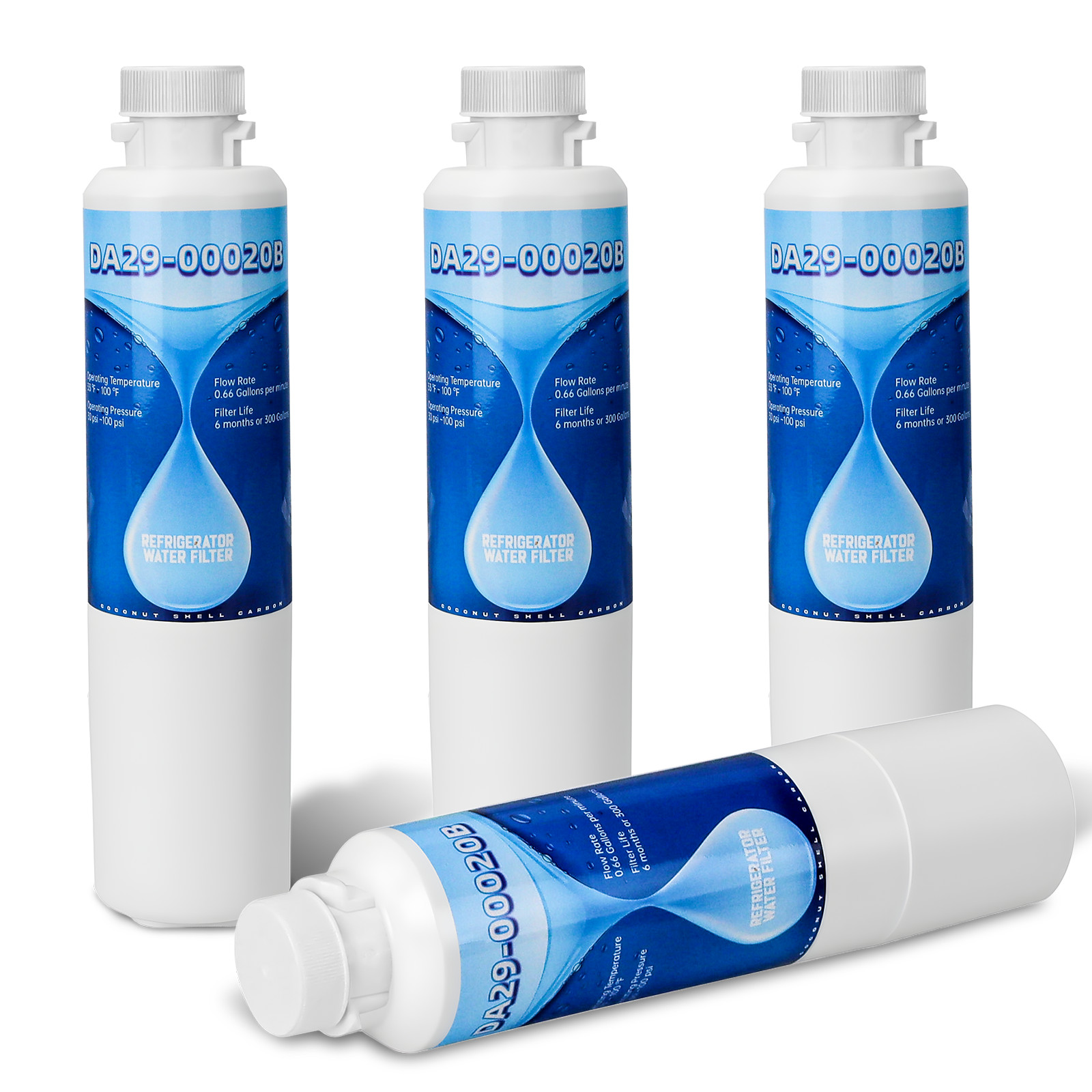 4 Pack Replacement Water Filter Compatible with Samsung DA29-00020B, HAF-CIN/EXP