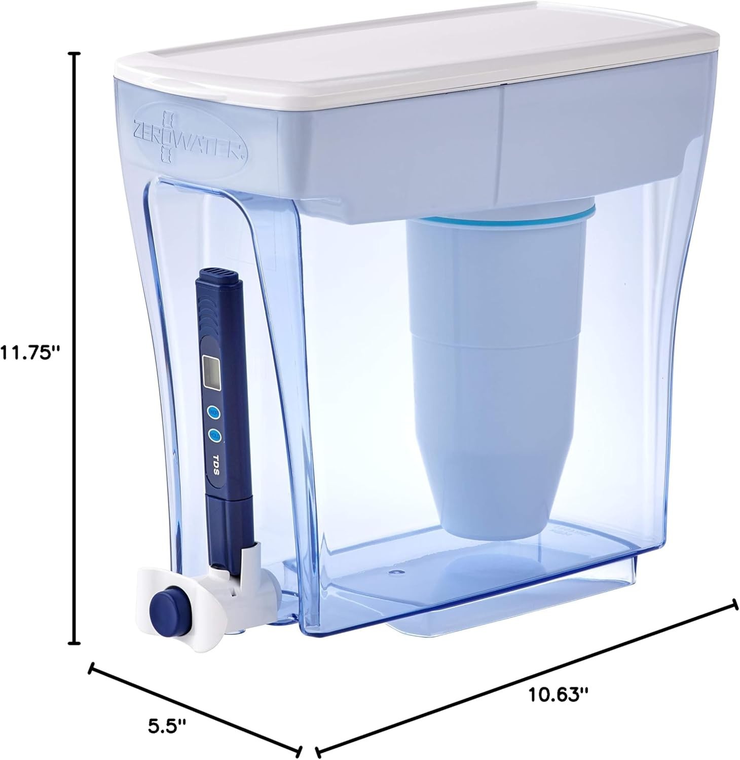 Space-Saving 20-Cup Water Filter Pitcher with Built-in TDS Meter for Pure Water