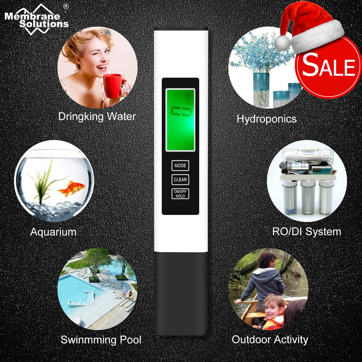 Water Quality Tester TDS Meter,EC&Temperature0-9990ppm F Drinking Water Aquarium