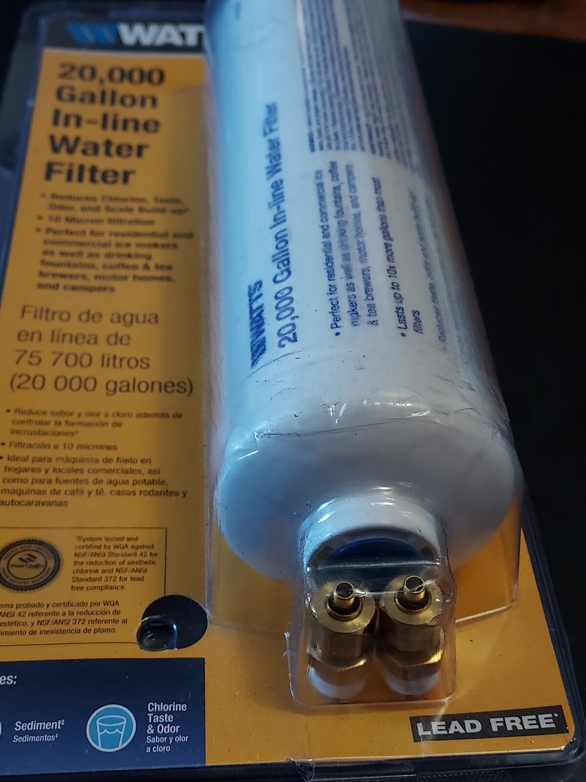 Watts 20,000 gallon IL-K20 In-line Water Filter for Ice Makers, Water Fountains