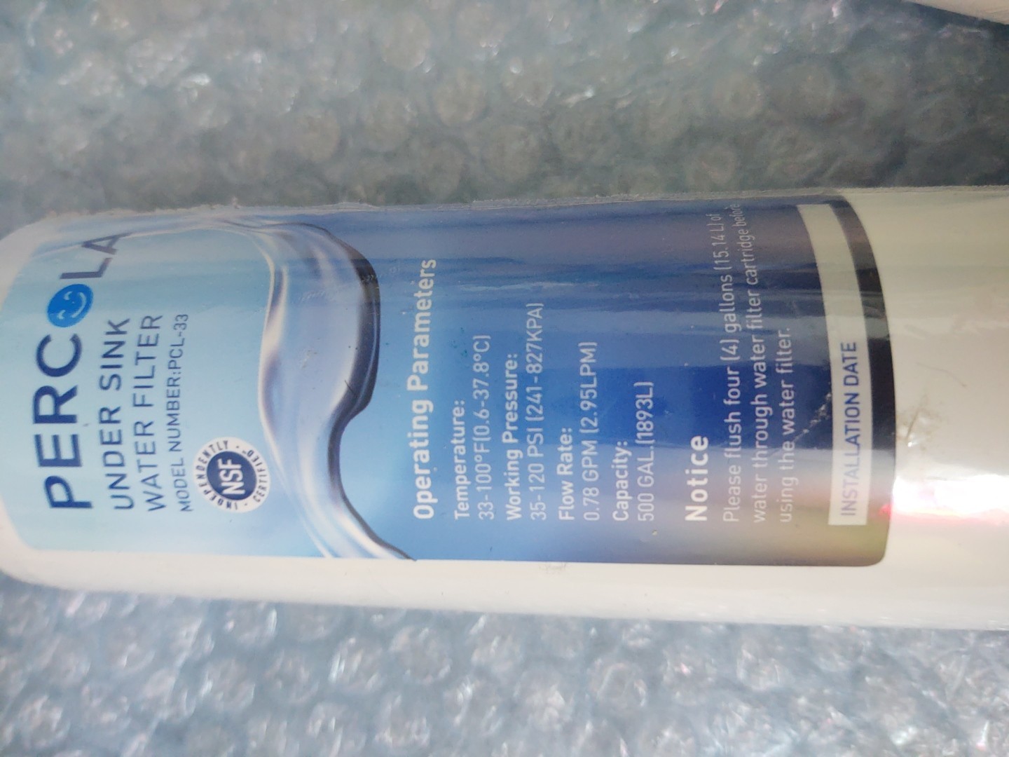 Replacement Percola Water Filter PCL-33 Insinkerator F-1000 Refrigerator 2pc