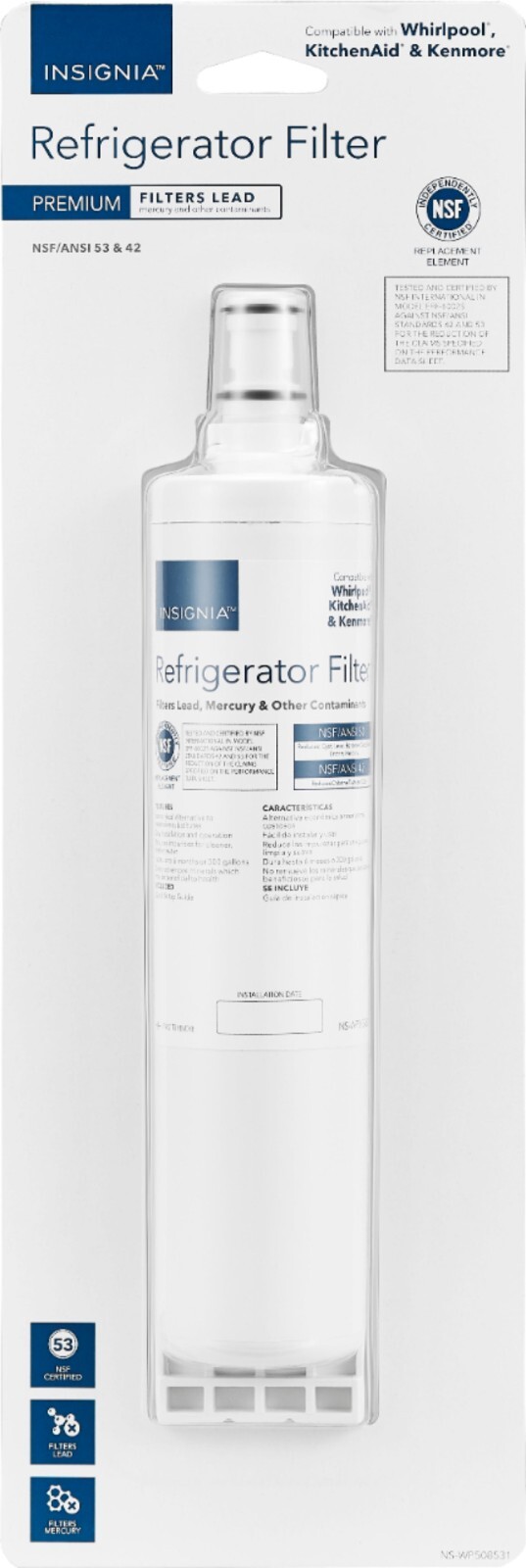 Insignia-NSF 53/42 Water Filter Replacement for Whirlpool, Kitchen Aid & Kenmore