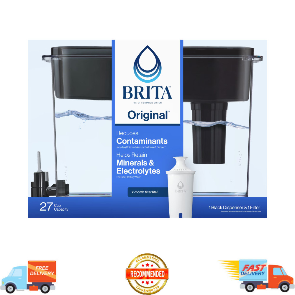 Brita UltraMax, 27 Cup Large Water Filter Dispenser, Fridge Purifier, Black New