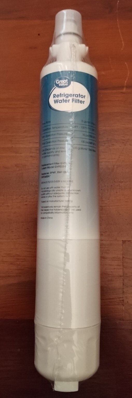 Great Value Refrigerator Water Filter Replaces GE Model RPWF 6Months 300 Gallons