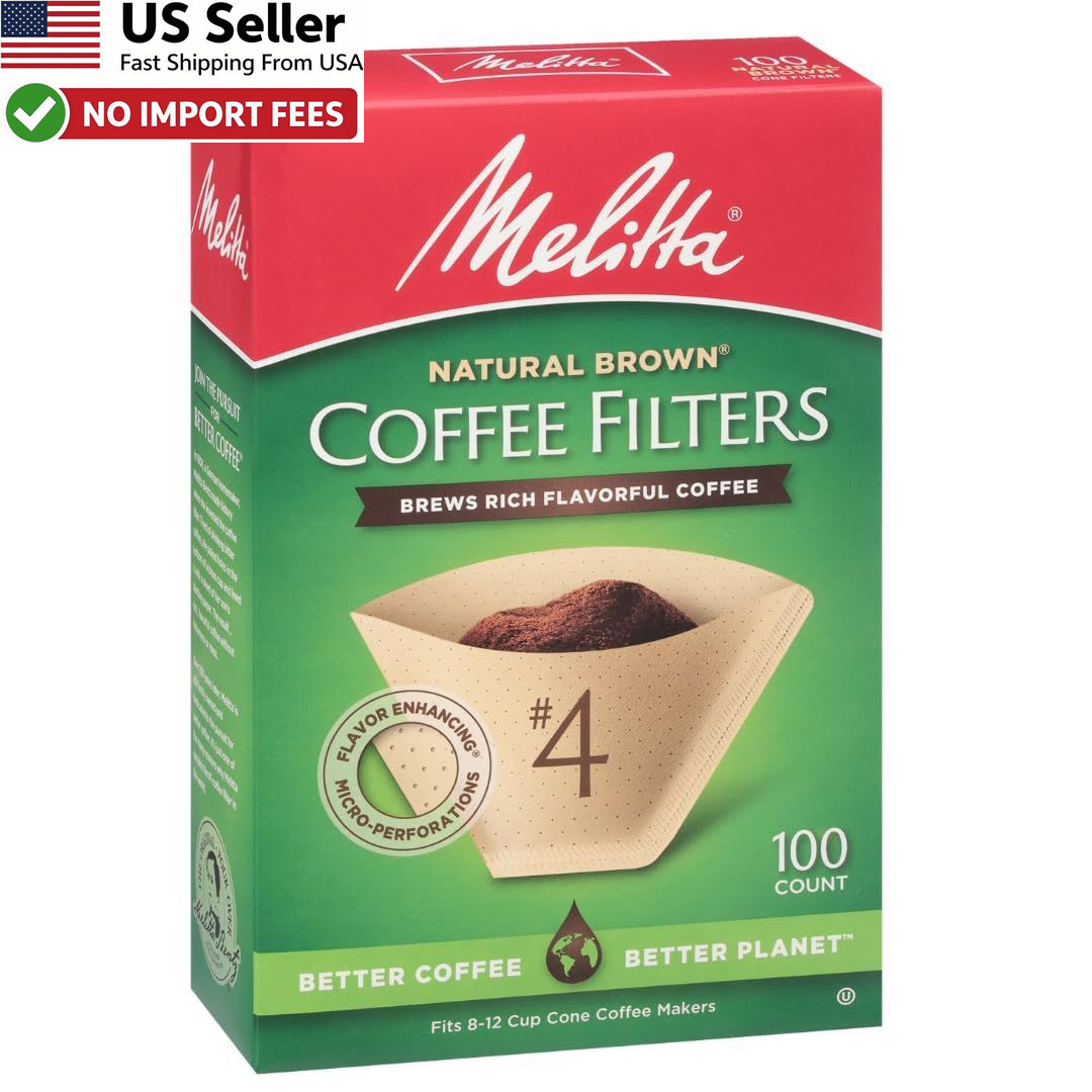 Melitta #4 Coffee Filters Unbleached 8-12 Cup 100 Count Pack of 3 FROM USA