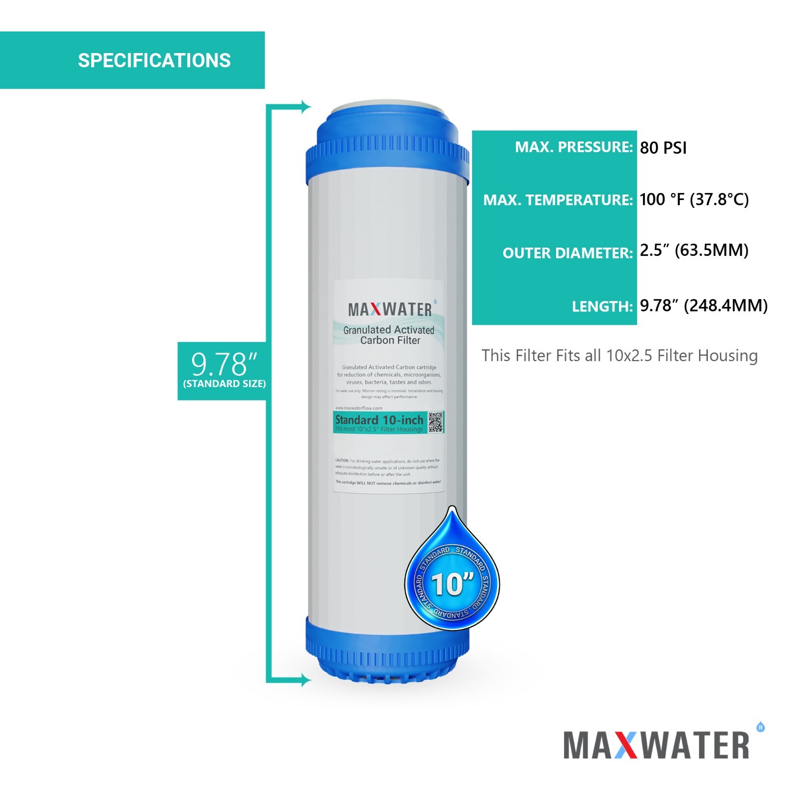 25 Pcs GAC Granular Activated Coconut Shell Carbon Reverse Osmosis Water Filter