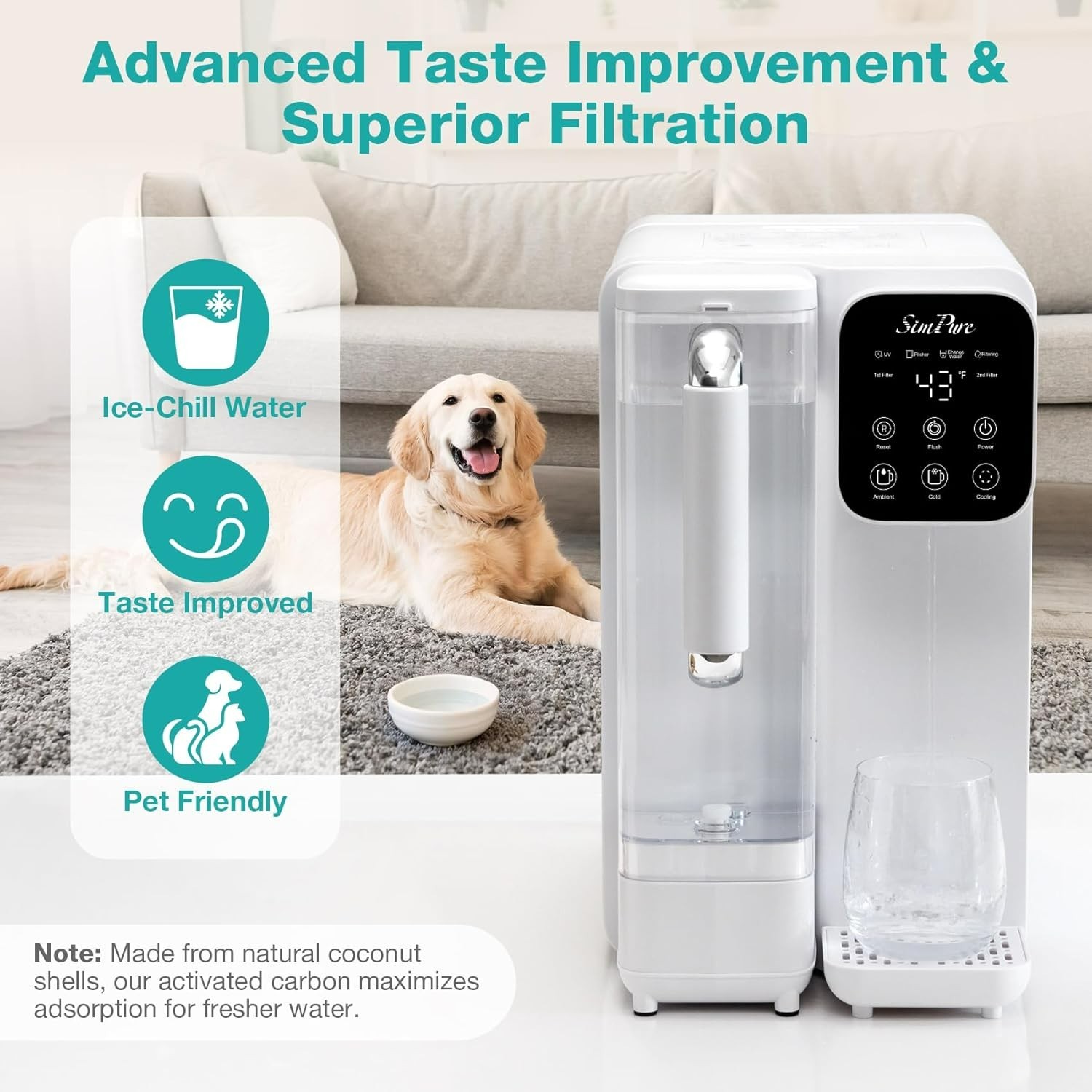 UV Cold Reverse Osmosis Water Filter Countertop, 6-Stage RO Water Filtration Sys
