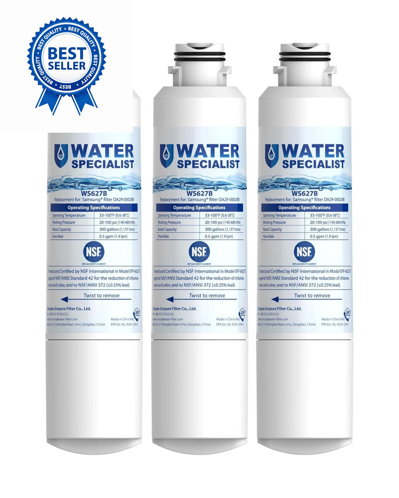 Waterspecialist WS627B Water Filter for 3 Count (Pack of 1), White