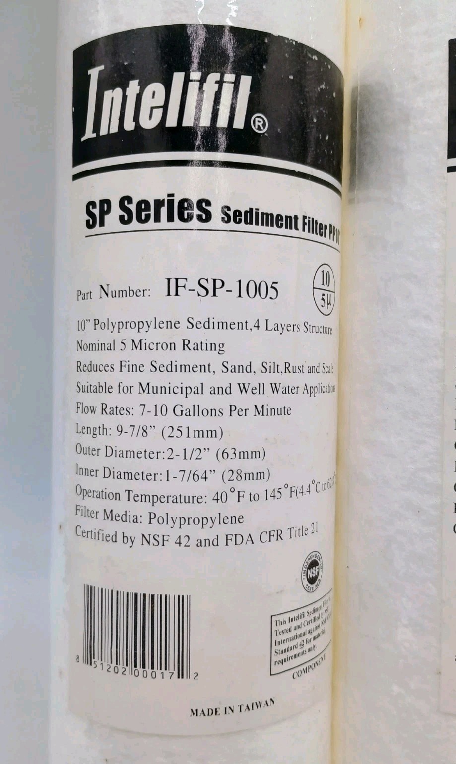 3 Intelifil SP Series Sediment Filters PP10 IF-SP-1005 10″ Polypropylene Filters