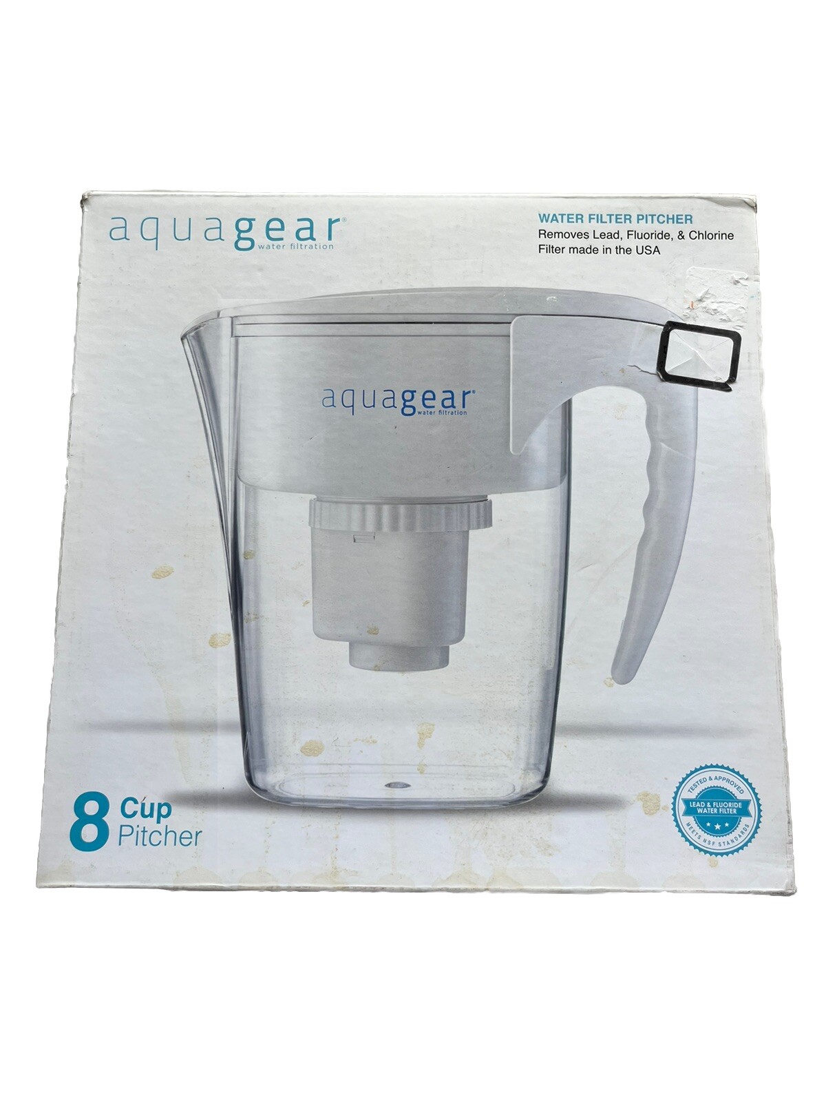 NEW In Box Aquagear 8 Cup Water Filter Pitcher