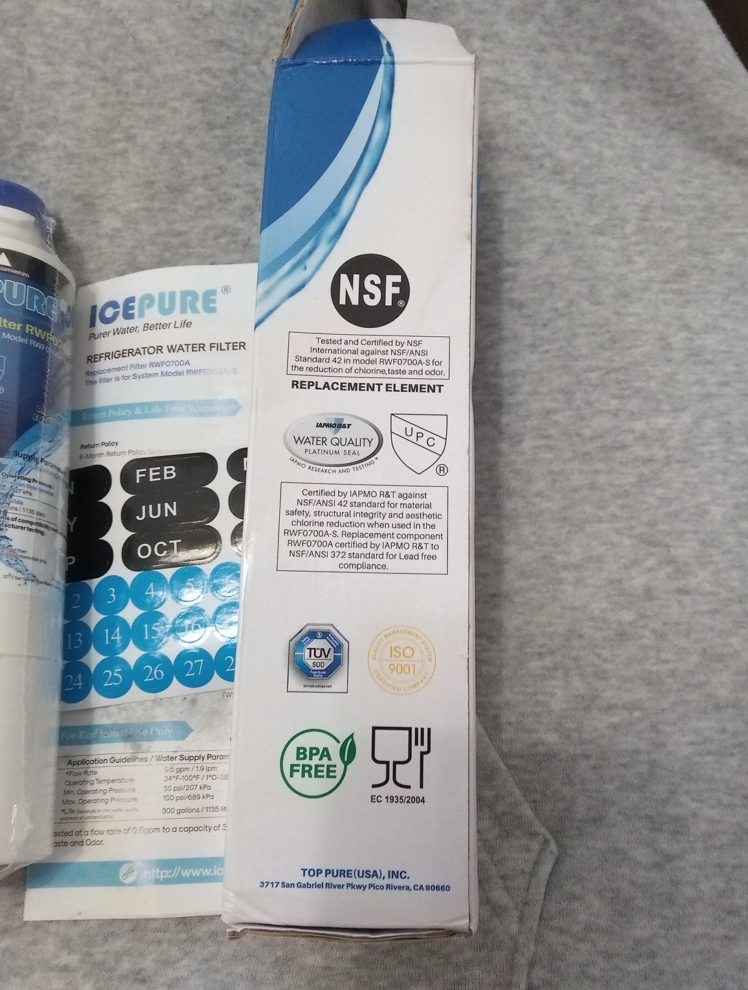 IcePure RWF0700A Water Filters (2)– Box Opened- Filter Still Sealed In Plastic