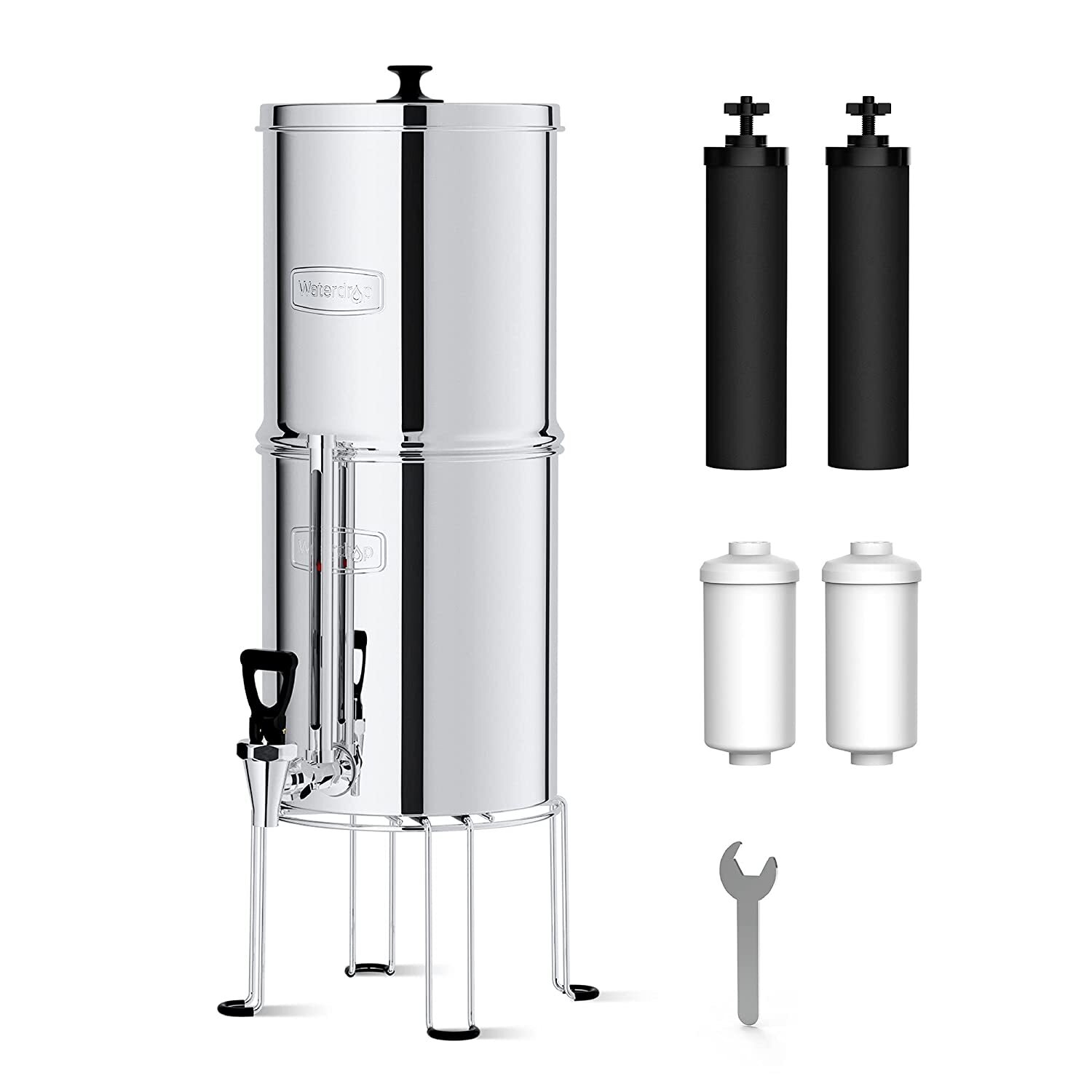 Waterdrop WD-TK-FS Gravity-fed 2.25-Gallon Stainless-Steel System,with 4 Filters