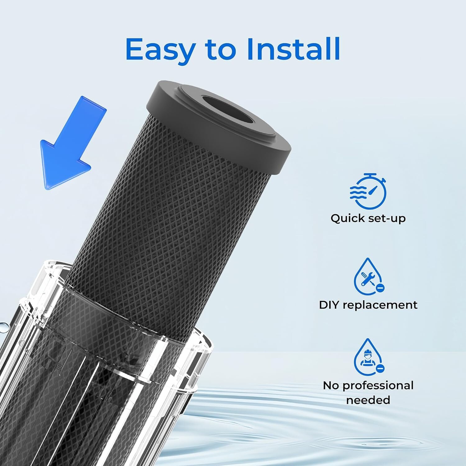 Waterdrop 2.5″ x 10″ Whole House CTO Carbon Water Filter Cartridge(4)