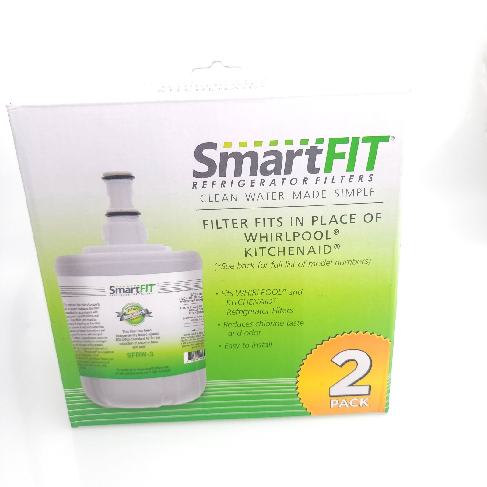 Smart fit Refrigerator Filter Compatible Kitchen Whirlpool 2 Pack USA Seller