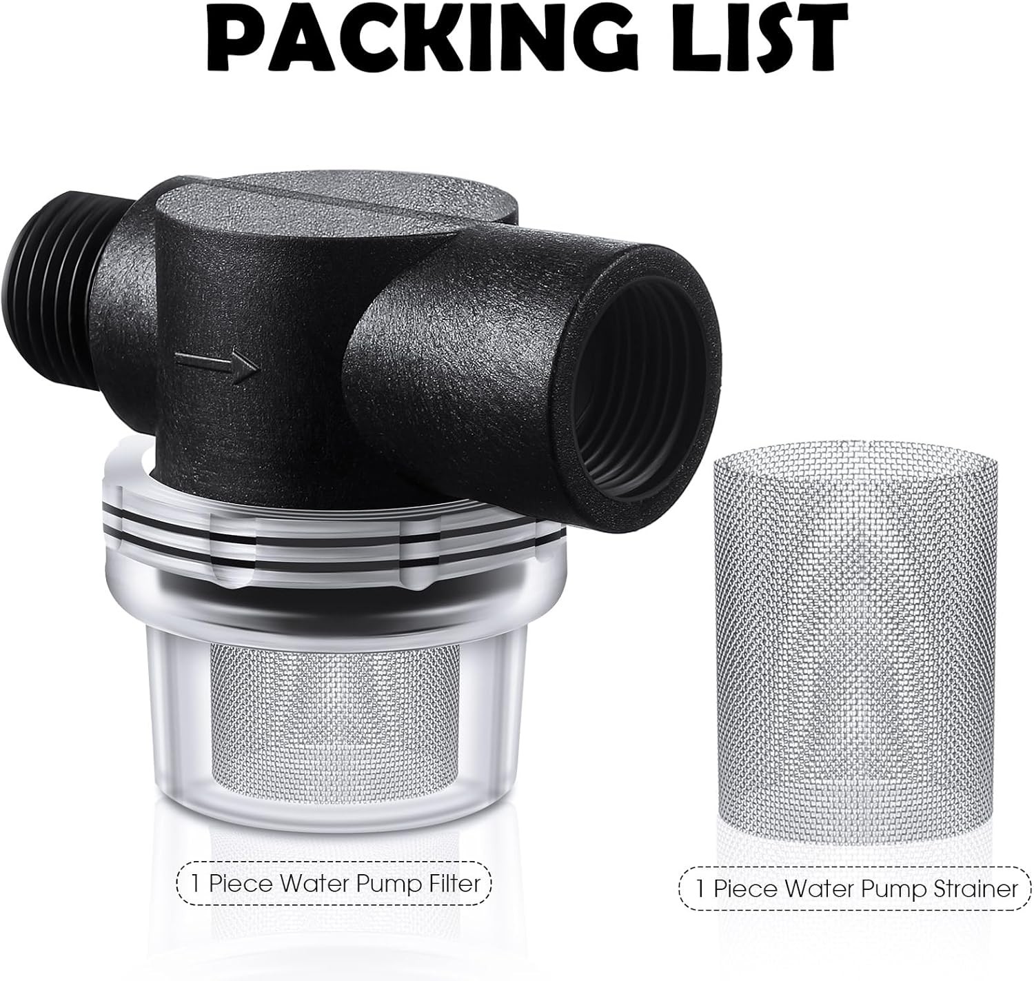 2 Pcs Water Pump Strainer Filter Set Include Twist on Pipe Filter and Extra 50 M