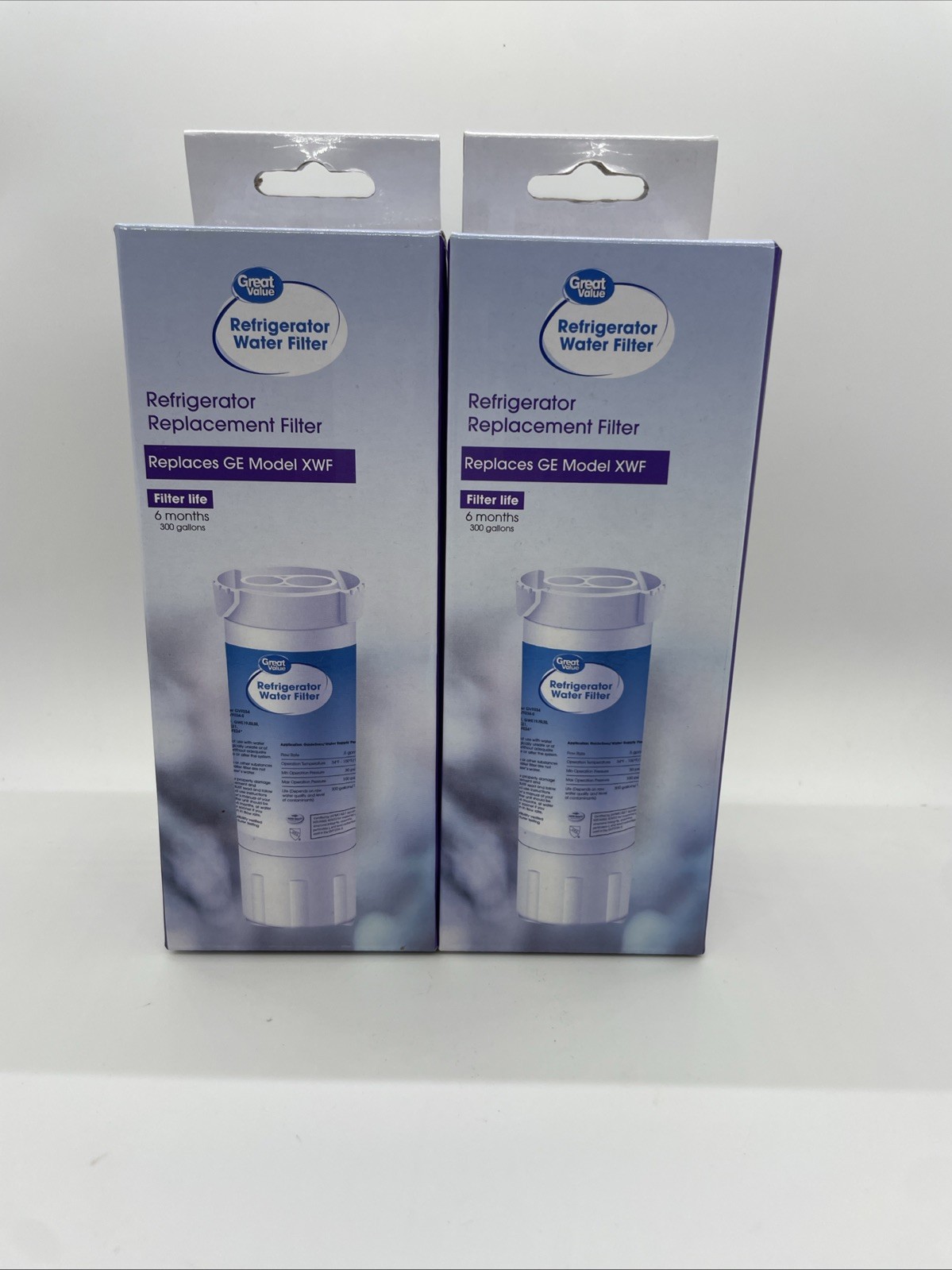 2 Pack GREAT VALUE XWF Refrigerator Water Filter Replacement for GE XWF New