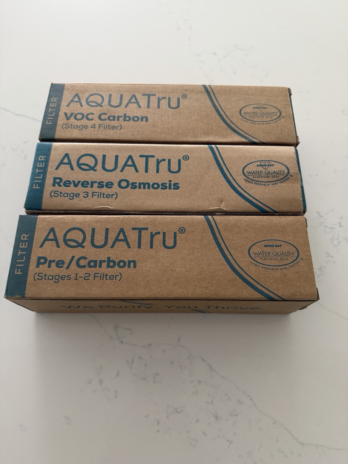 AquaTru Stage 1-4 Filter Set Of 3 Pre/Carbon Reverse Osmosis VOC Carbon