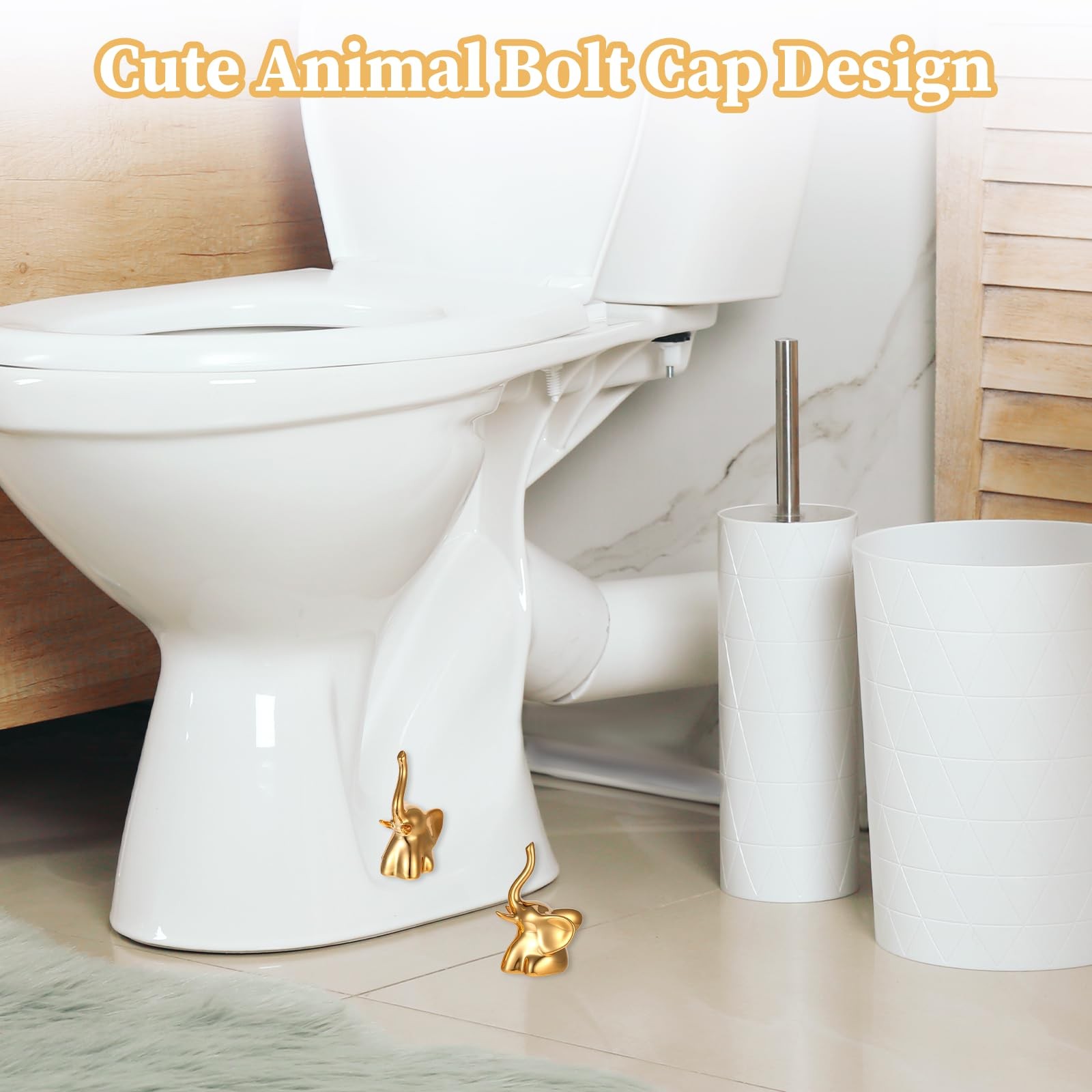 2Pcs Toilet Bolt Covers Decorative Gold Ceramic 3.46in (H) x 1.97in (D), gold