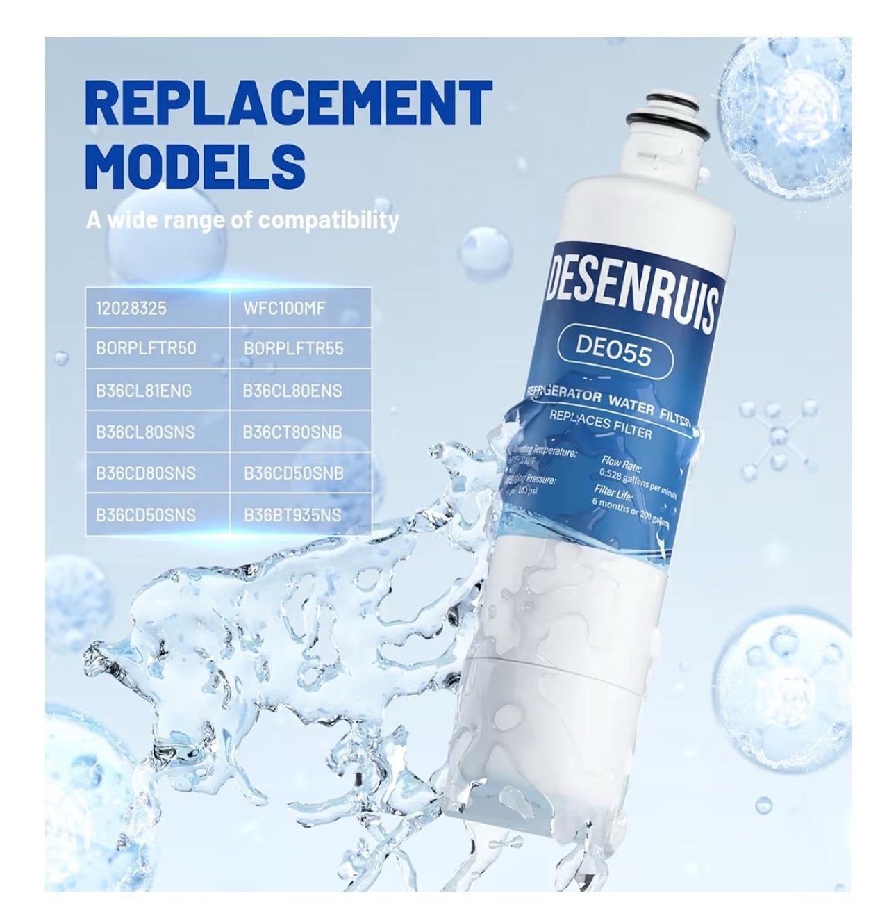 3PK 11032531 BORPLFTR50 Water Filter Replacement for Bosch Thermador and more