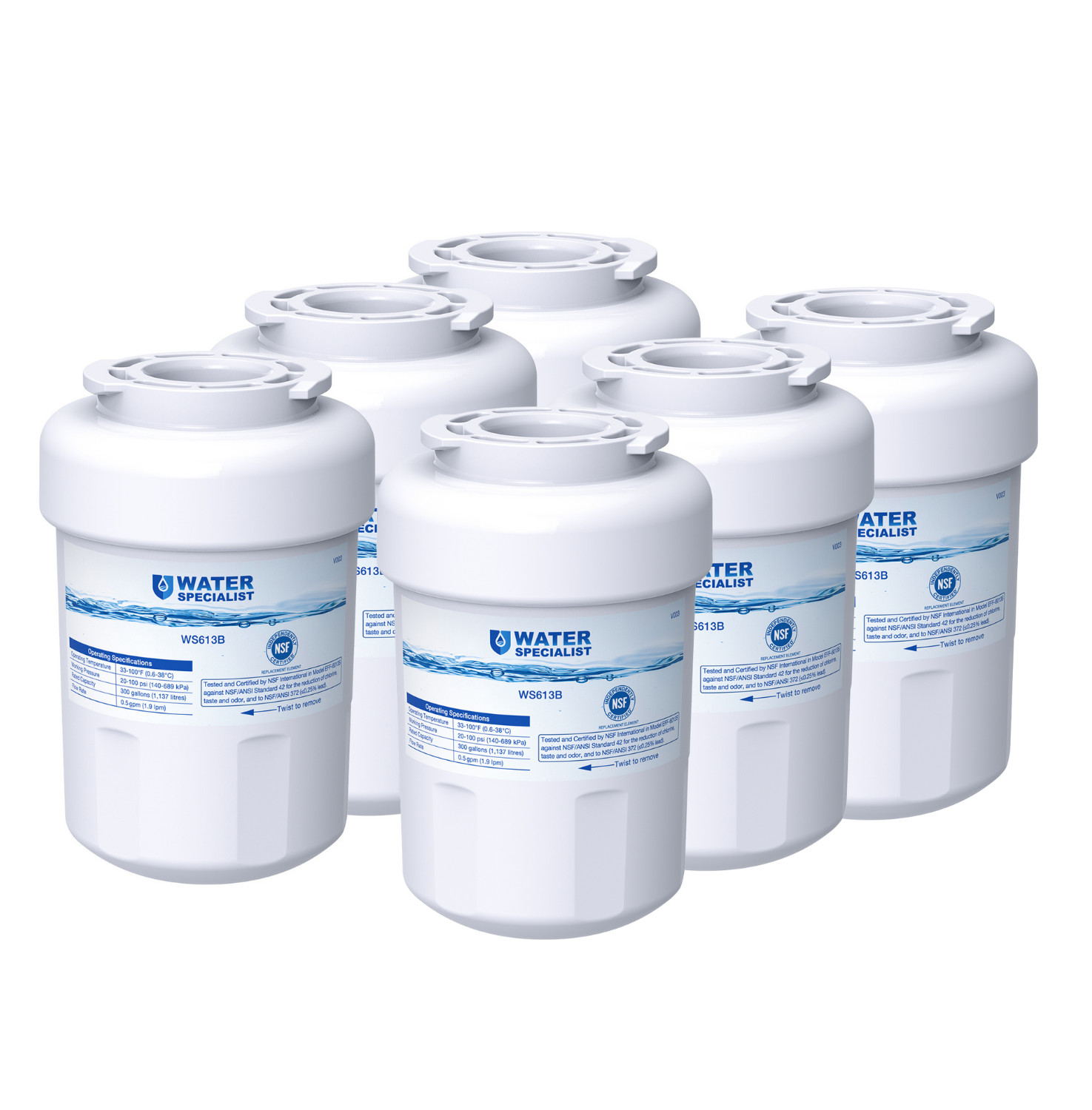Waterspecialist Replacement for GE® MWF®, SmartWater® MWFP Fridge Water Filter