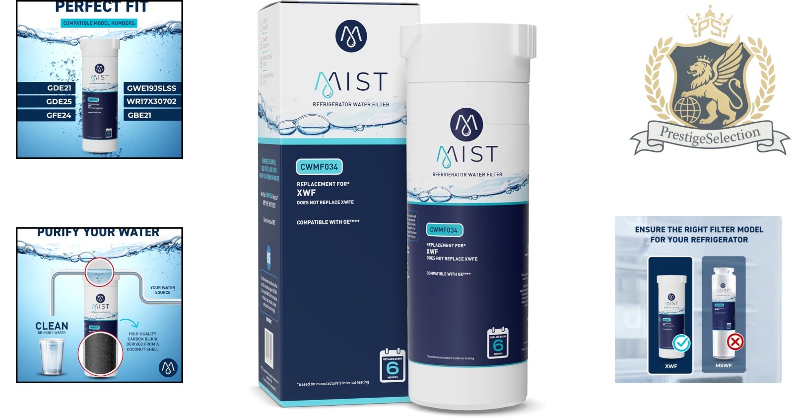Activated Carbon Water Filter for GE Appliances – Reduces Chlorine 99% – 1 Count