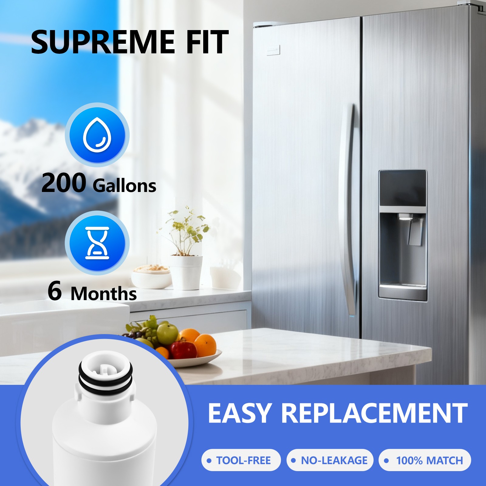 4-Pack LG LT1000P Refrigerator Water Filter, Compatible with ADQ747935