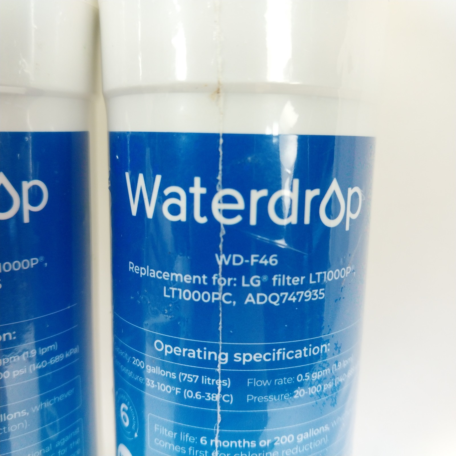 2x Waterdrop WD-F46 Replacement Refrigerator Water Filter LG Filters New Sealed