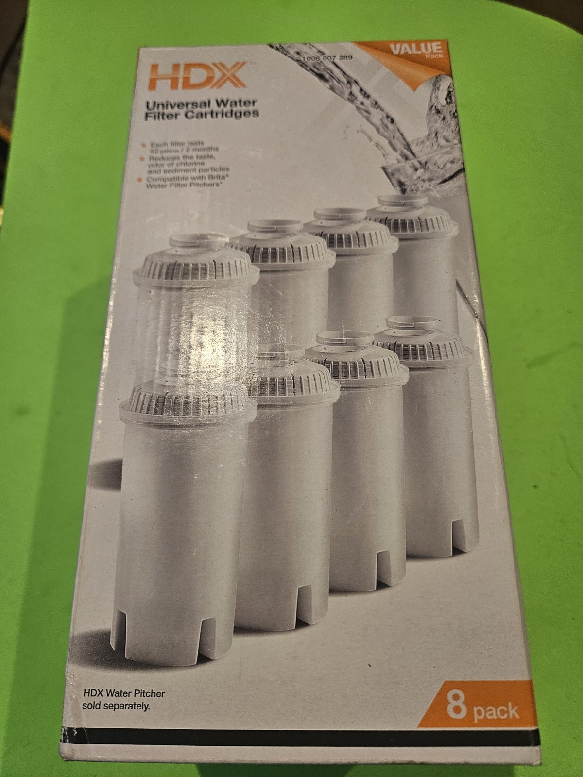 HDX F003 8-Pack Universal Water Filter Cartridges (Compatible W/ Brita Pitchers)