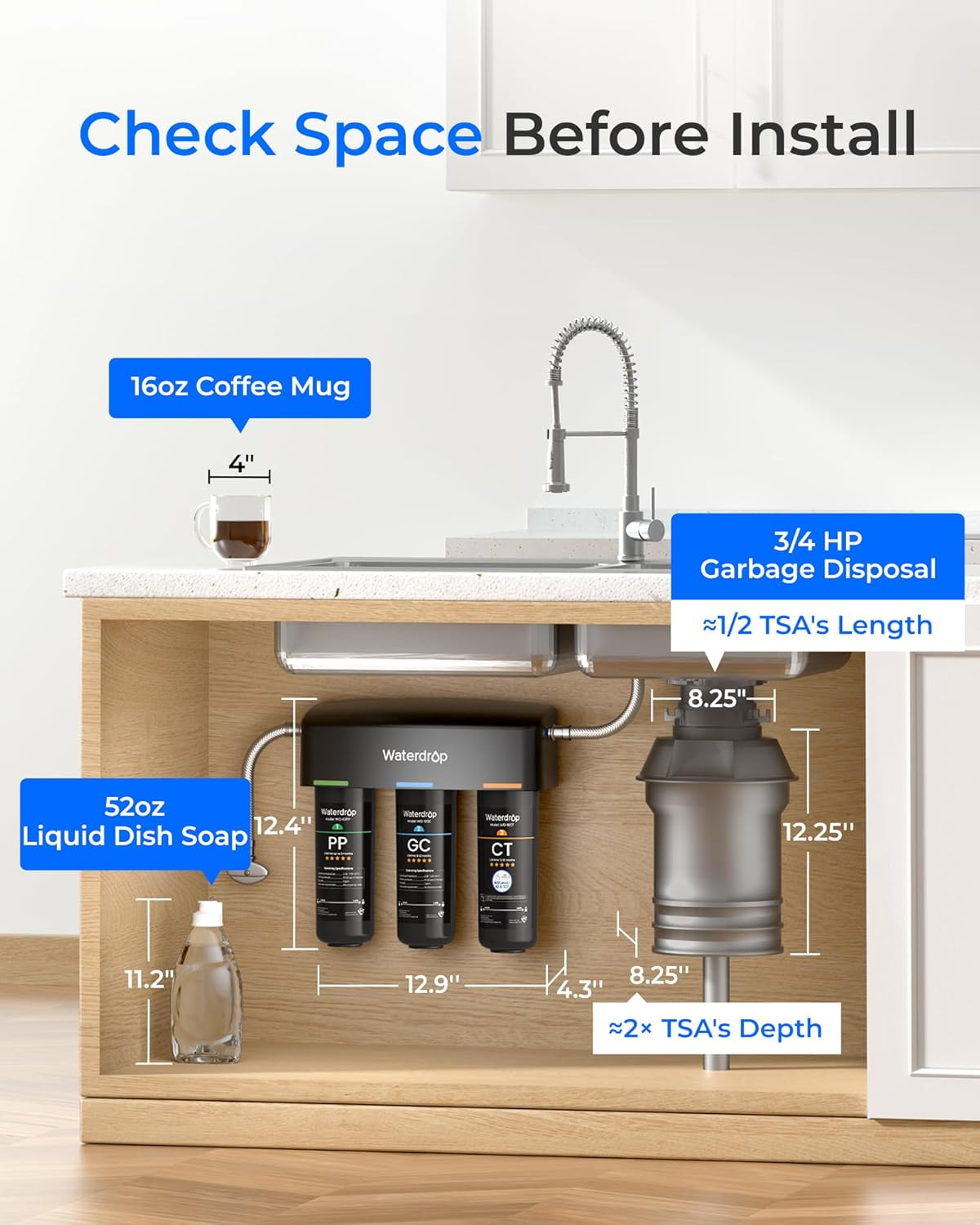 TSA 8 Layer under Sink Water Filter System, under Sink Water Filtration System,