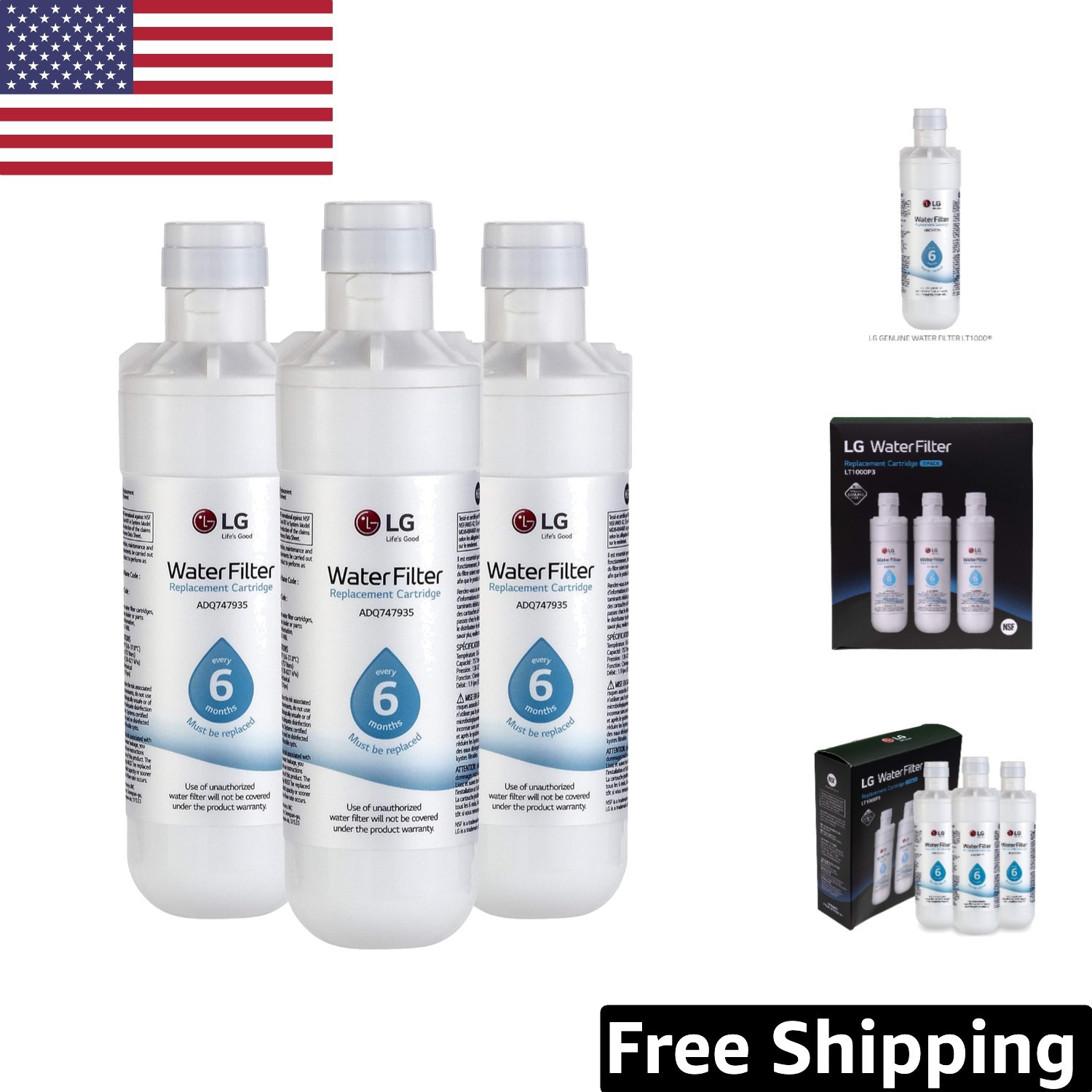 Long-Lasting 3-Pack LT1000P3 Water Filters – Removes Contaminants for Freshness
