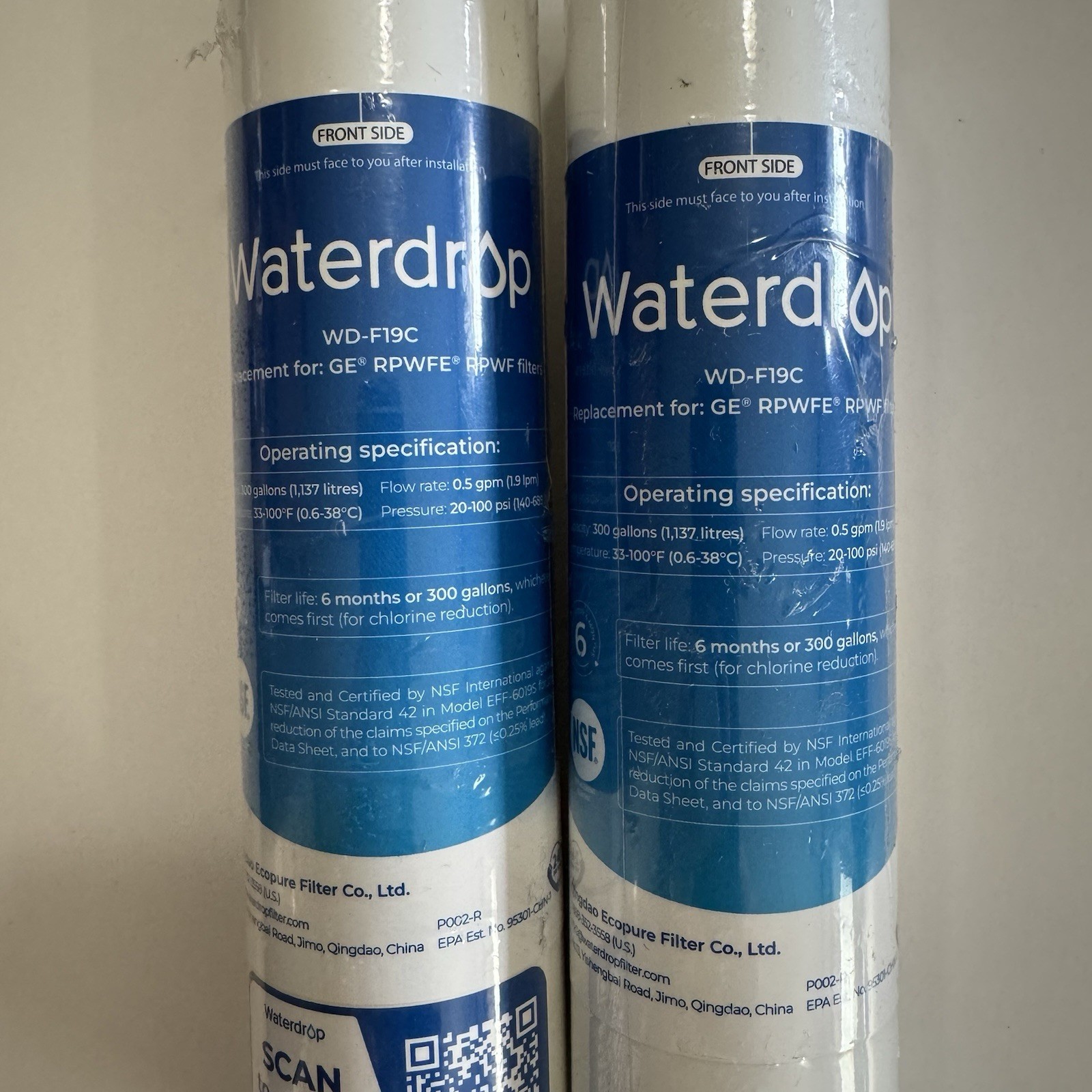 Waterdrop WD-F19C Filter Replacement For GE RPWFE, RPFW 2 Pk New E54