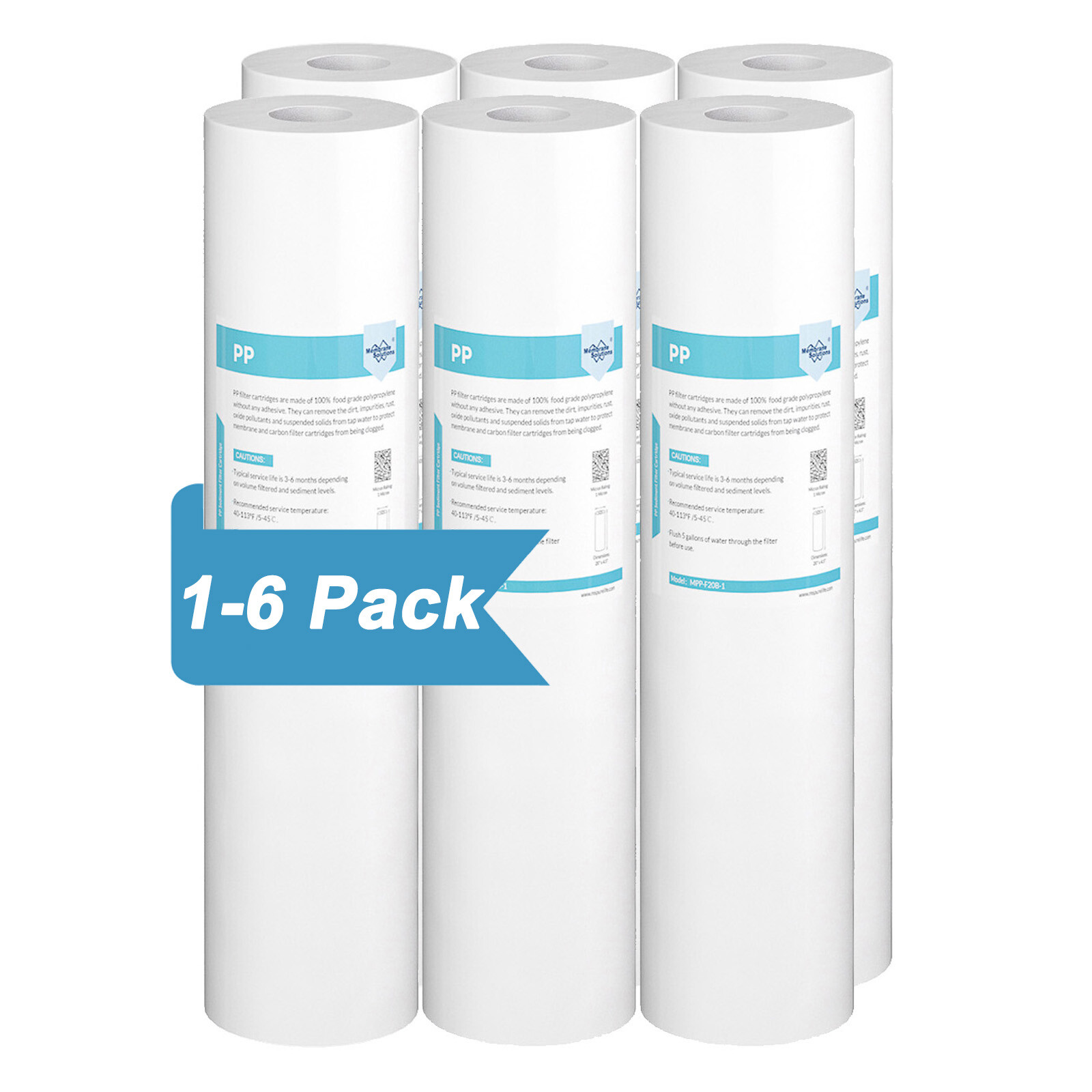 1-6 Pack 1/5 Micron 20×4.5″ Big Blue Sediment Water Filter Whole House Cartridge