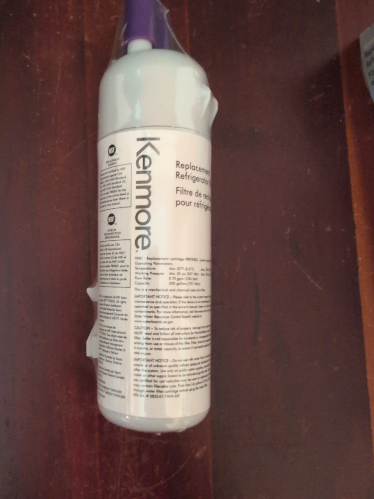 Kenmore Replacement Refrigerator Water Filter 469081 Open Box Filter Sealed