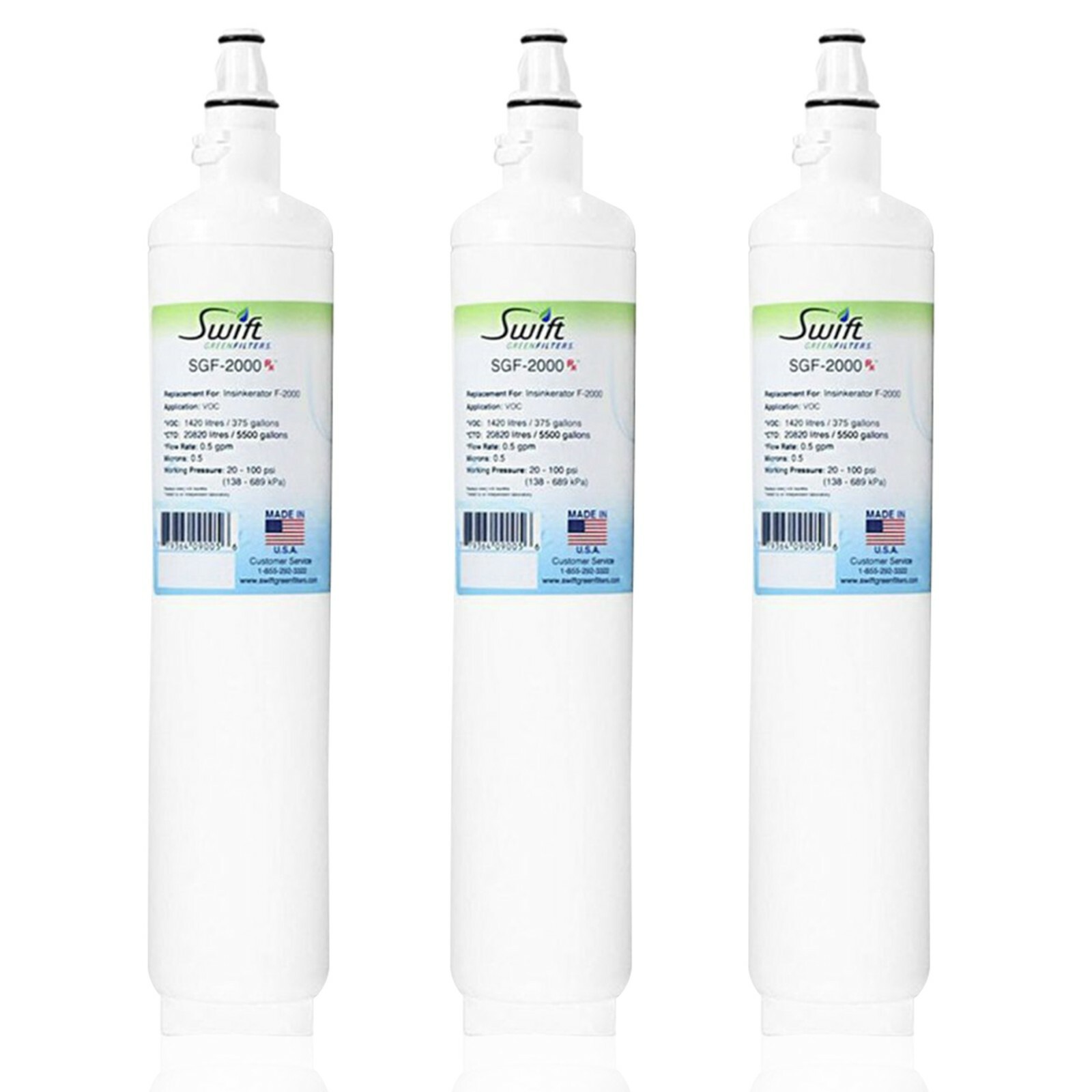 Swift Green Filters SGF-2000 Fits for Insinkerator F-2000 Water Filter (3 Pack)
