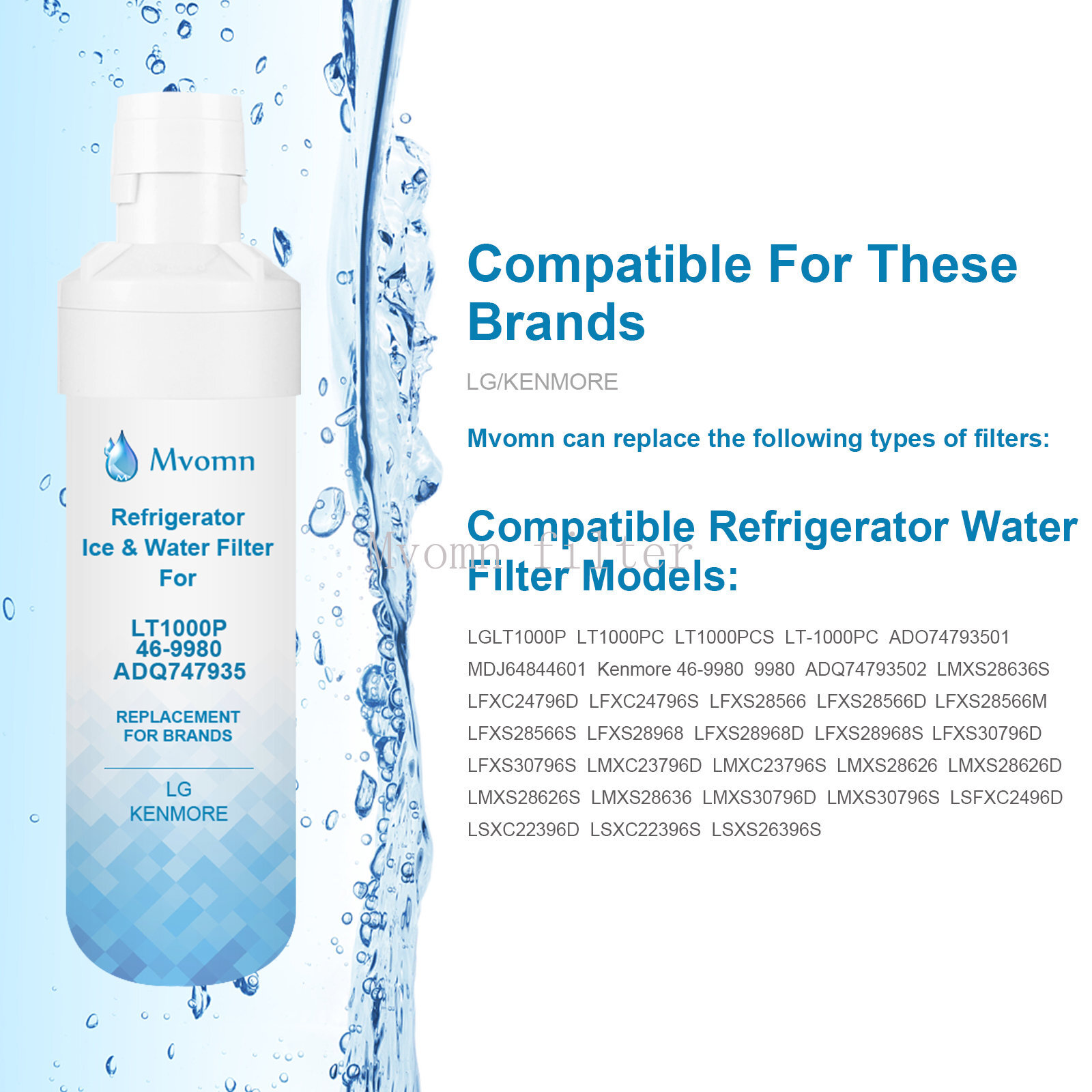 1 PACK Fit For Replacement Refrigerator Water Filter LG LT1000P NSF42 ADQ747935