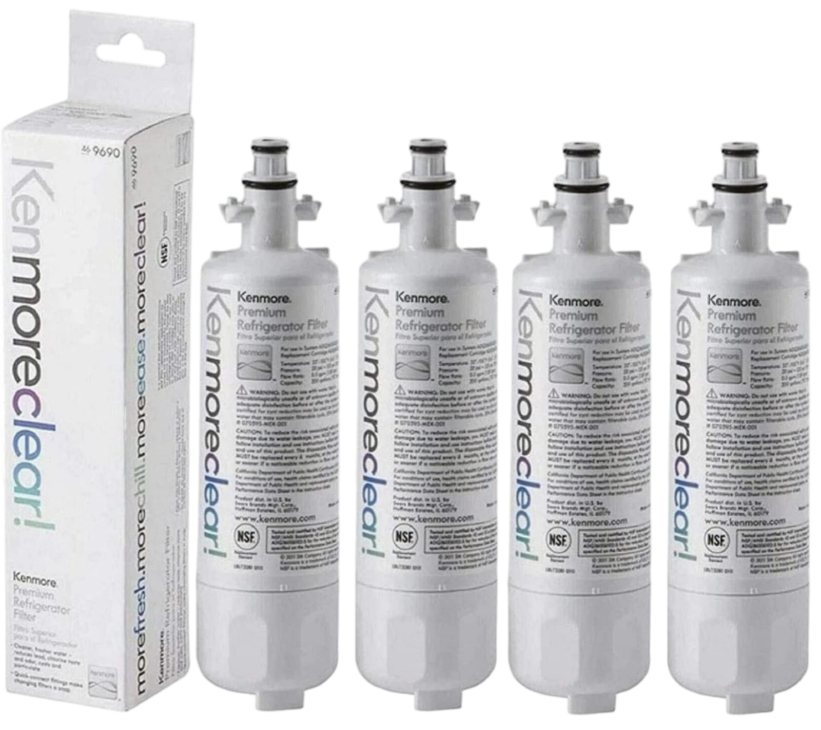 4 Pack✦Kenmore 9690 469690 Refrigerator Water Filter NSF/ANSI 53 Fit ADQ36006101