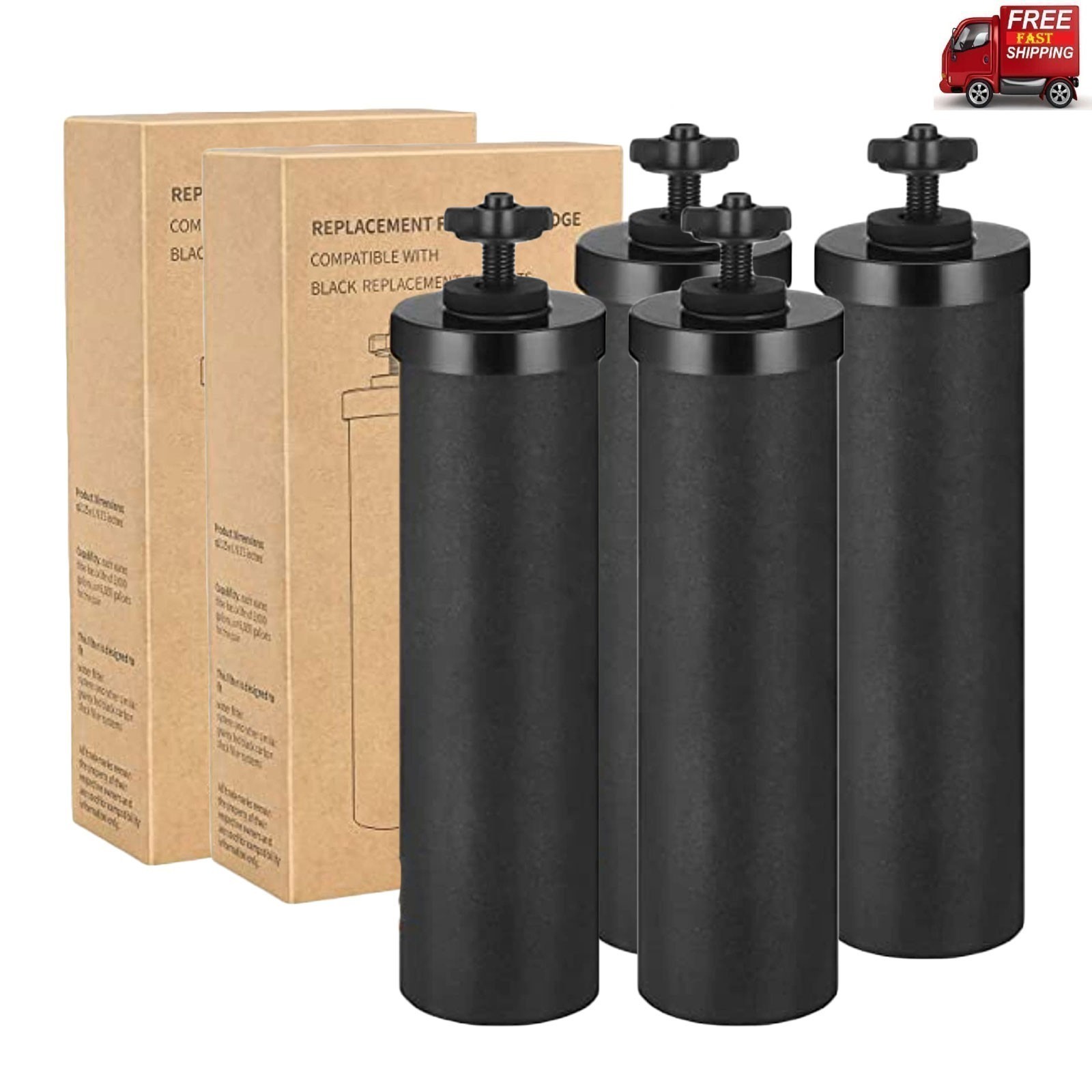 4Packs Water Filter Replacement for Berkey® BB9-2 Black Activated Carbon Filters