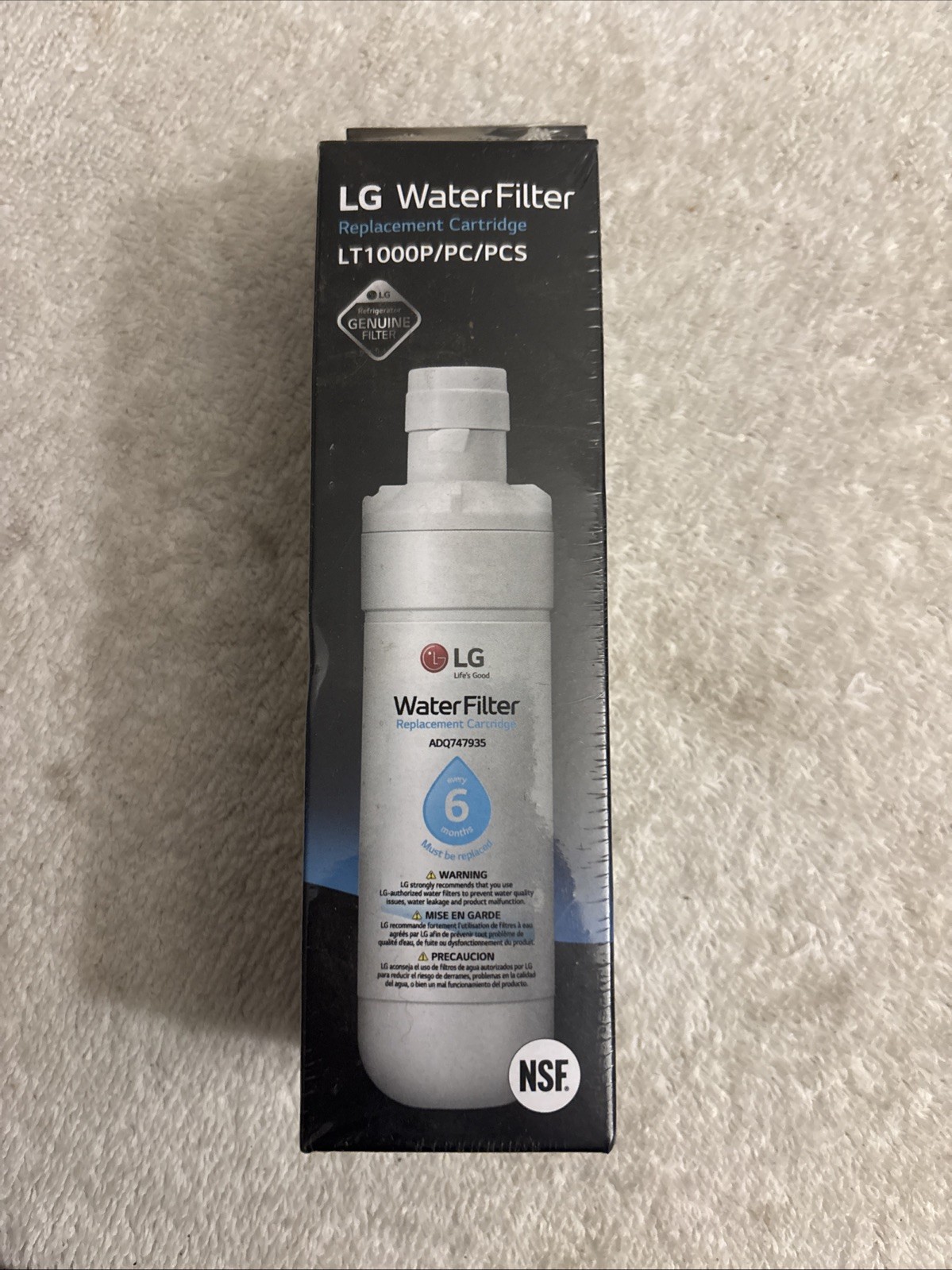 LG Water Filter Replacement Cartridge LT1000P 6 Month 200 Gallon Capacity Sealed