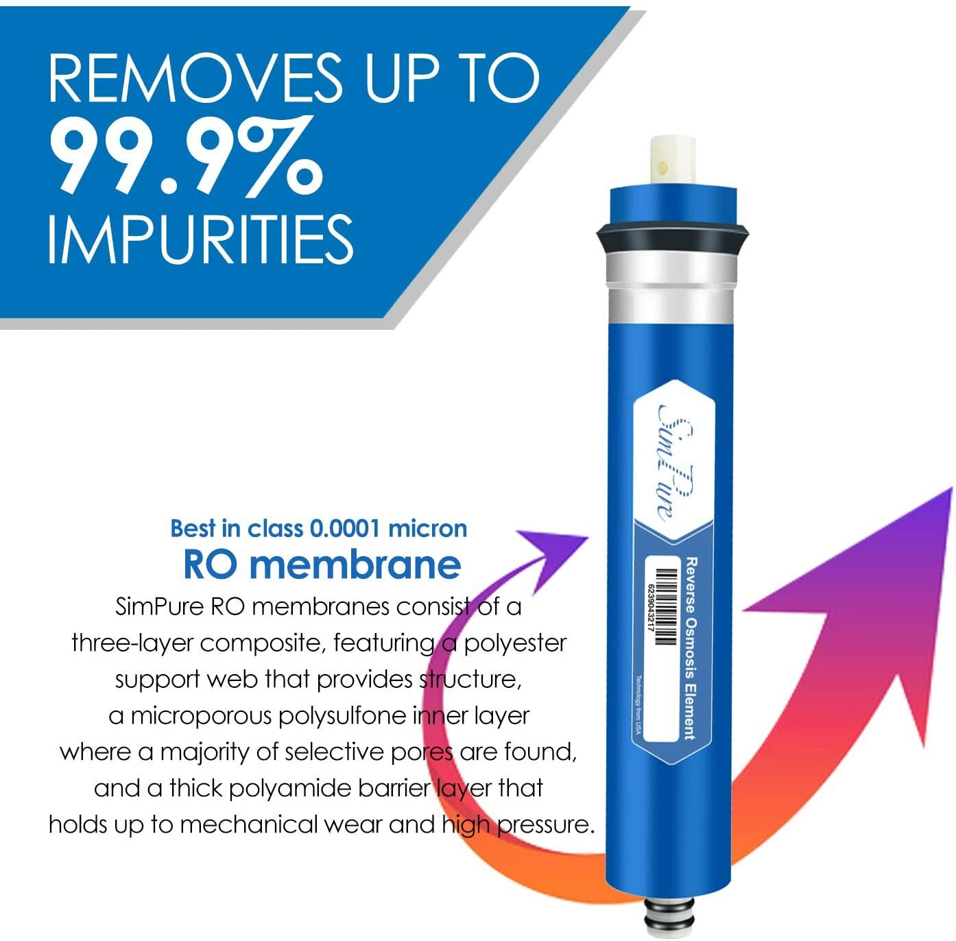 Reverse Osmosis Water Filtration System 5 Stage Under Sink RO Water Filter 75GPD