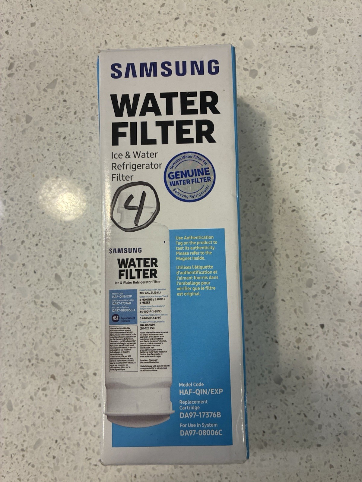 Genuine Samsung DA97-17376B HAF-QIN/EXP REFRIGERATOR Water Filter US