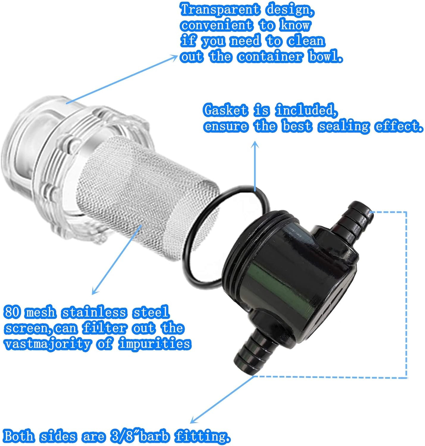 2PC RV Water Pump Filter,1/2 Inches Rv Water Inlet Filter Compatible with 3/8 In