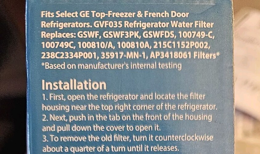 Great Value Refrigerator Replacement Water Filter for GE GSWF & Kenmore 46-9914