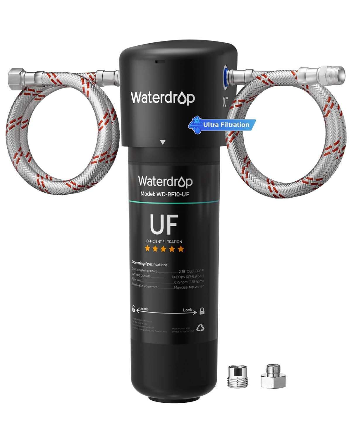 10UA-UF 0.01 Μm Ultra Filtration under Sink Water Filter System, 1 Year, Reduces