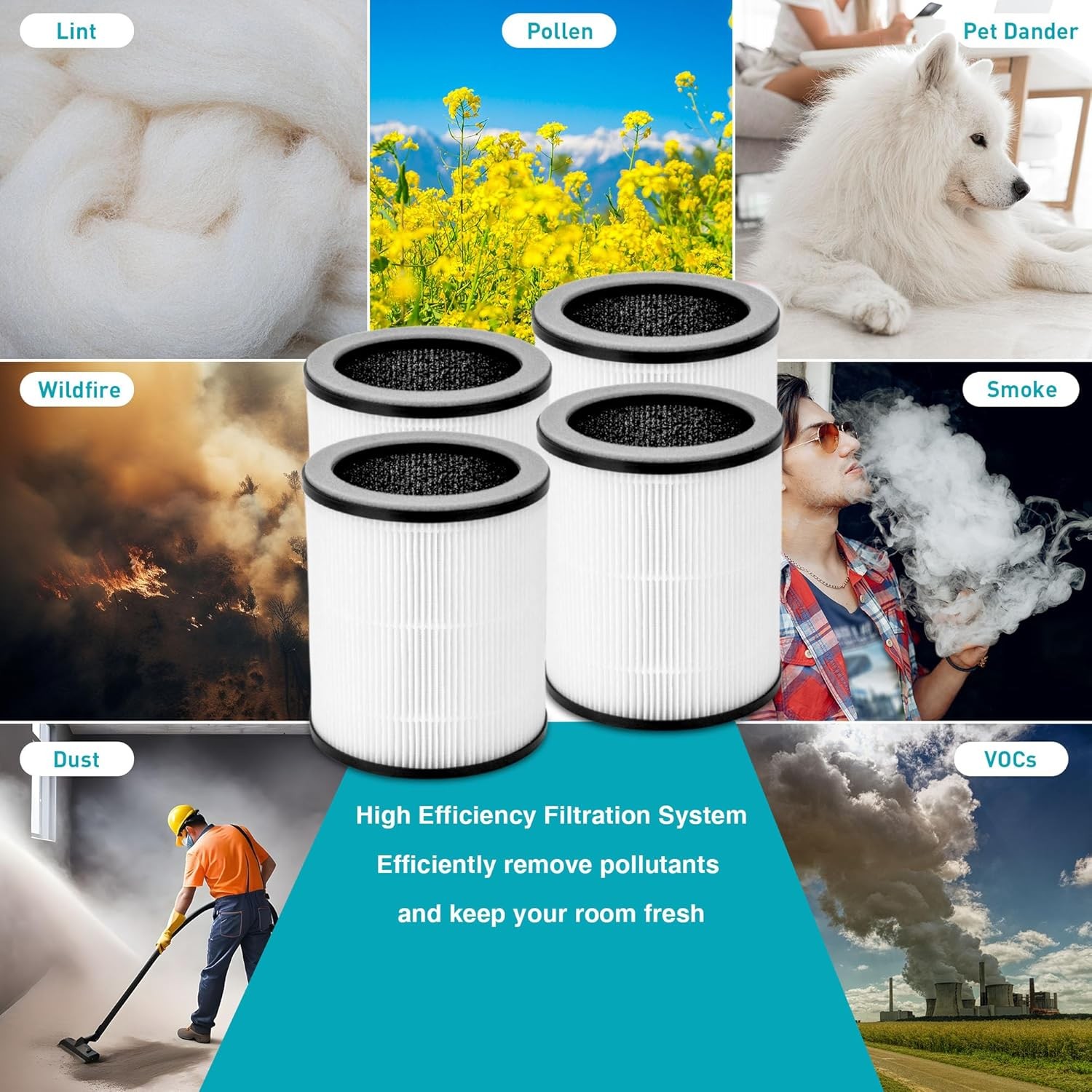 4 Packs P60 True Replacement Filters Compatible with TPLMB YARIKI P60 and Vhoiu