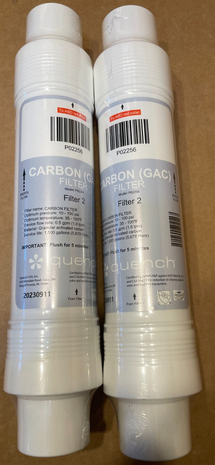 Quench Carbon (GAC) Filter For Bottomless Water Cooler 2 Pack Model P02256