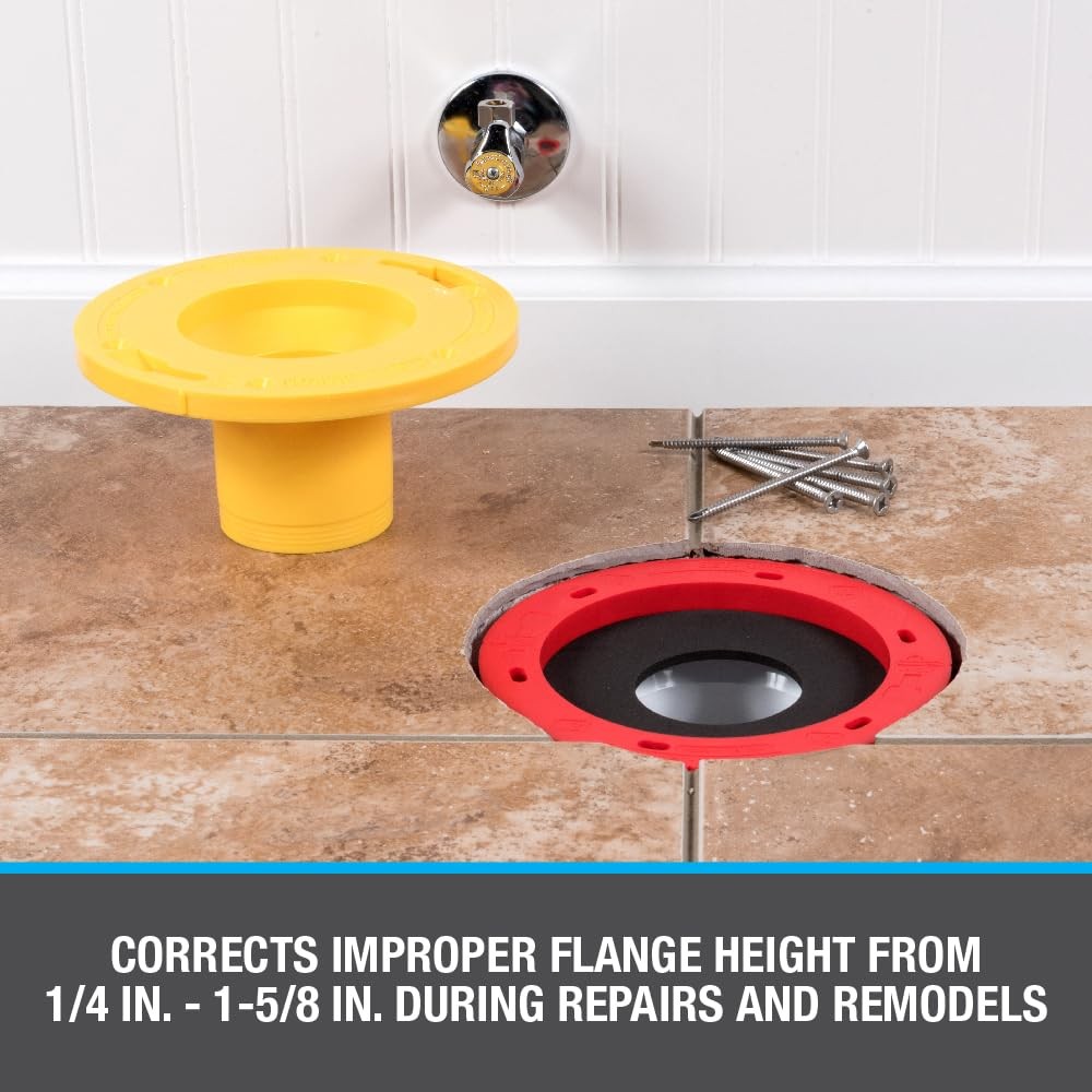 Toilet Flange Extender Kit 1/4- 1 5/8 in,Red and Yellow
