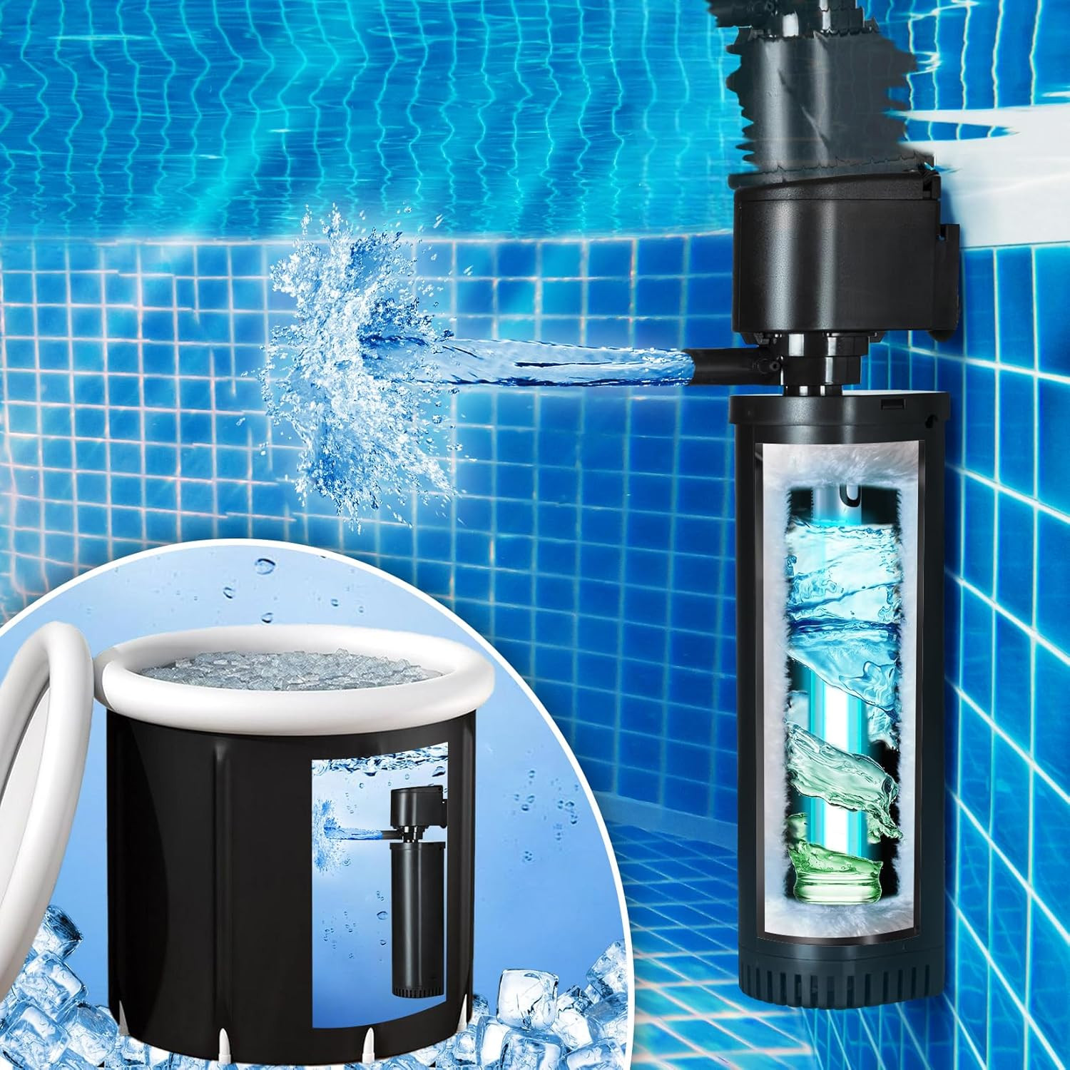 400GPH Cold Plunge Filter for 100-800 Gal U-V Sanitation, Cold Pod Ice Bath Tub