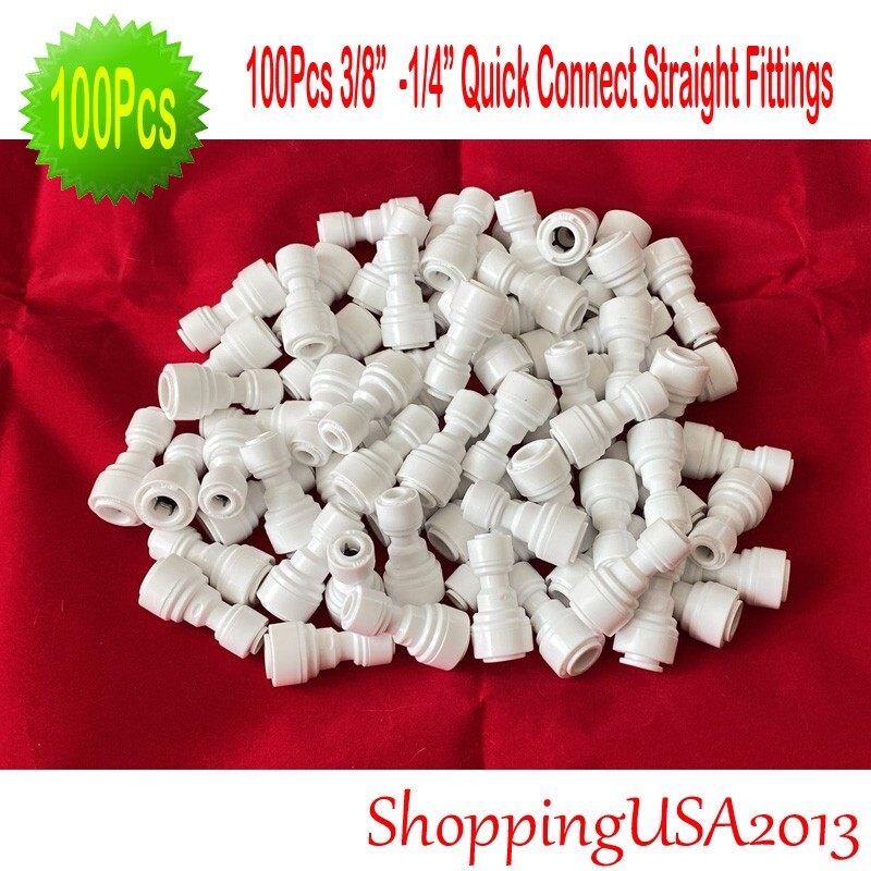 100 Pcs 1/4-3/8″ Quick Connect Straight Fitting Push In Connector Water Filter