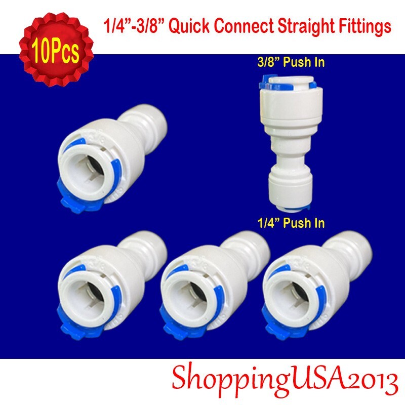 5 Pc 1/4-3/8 Quick Connect Straight Fitting Connector Push In RO Under sink